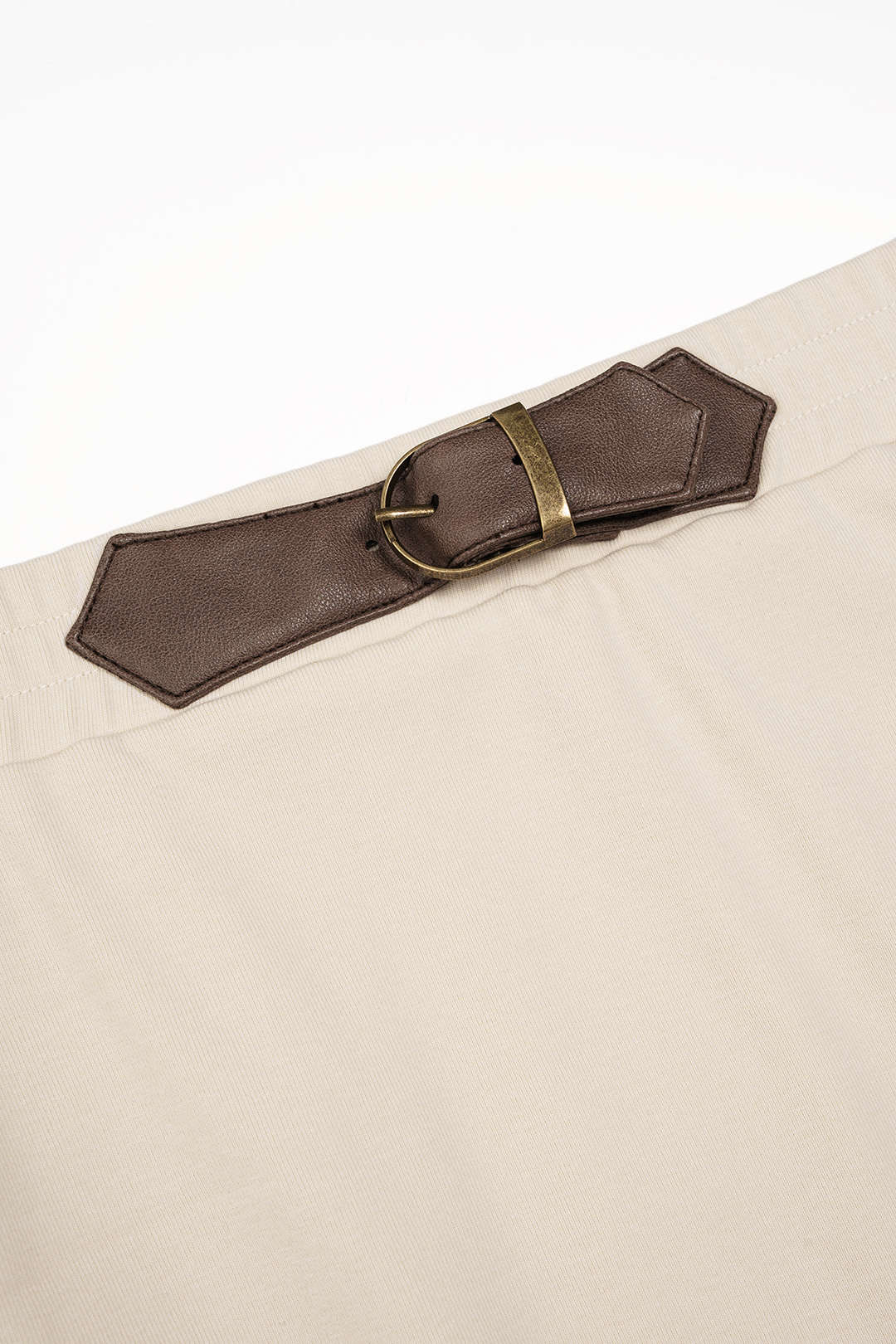 Patchwork Faux Leather Buckle Skirt