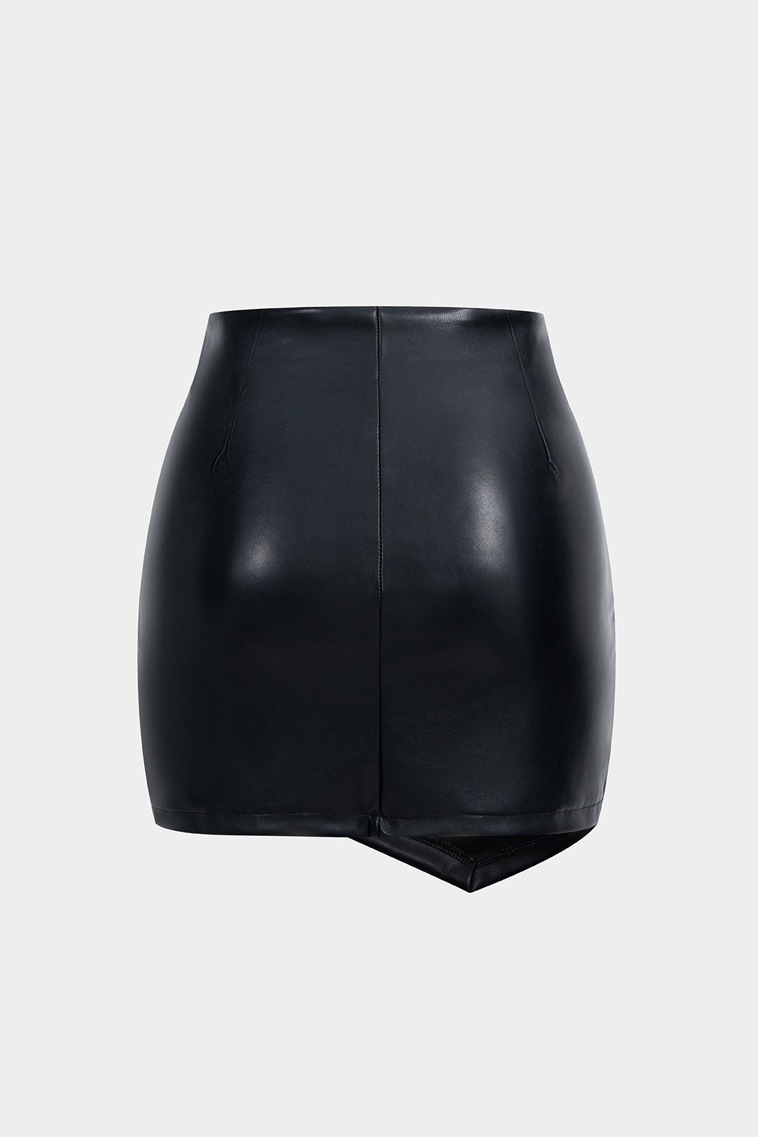 Mini-jupe asymétrique en similicuir ruché