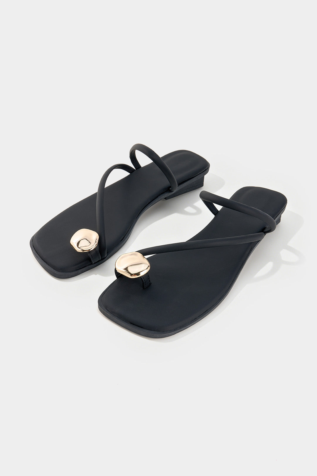 Metallic Decor Square Toe Flats