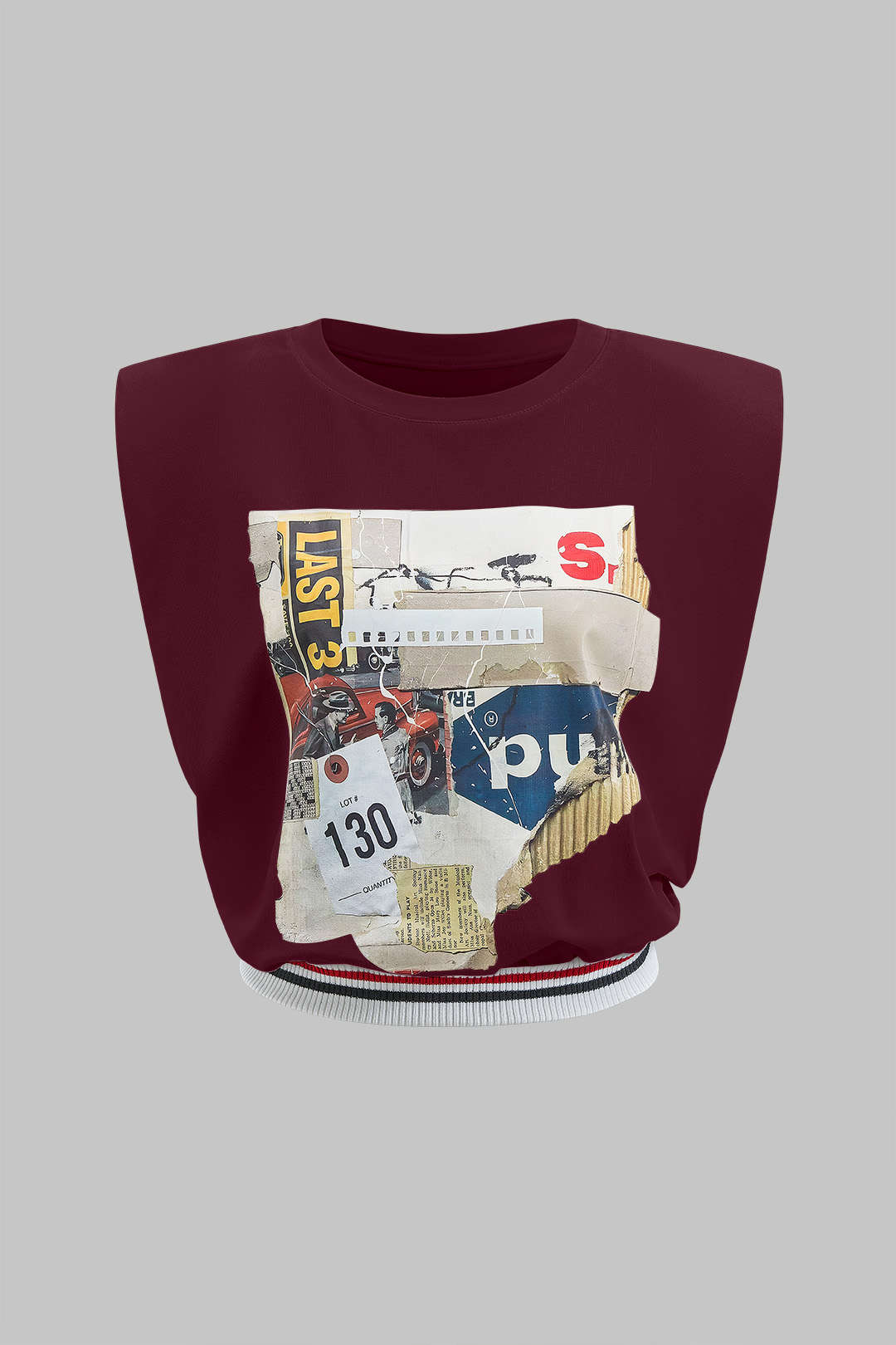 T-shirt ample sans manches imprimé numérique motif lettre de voiture