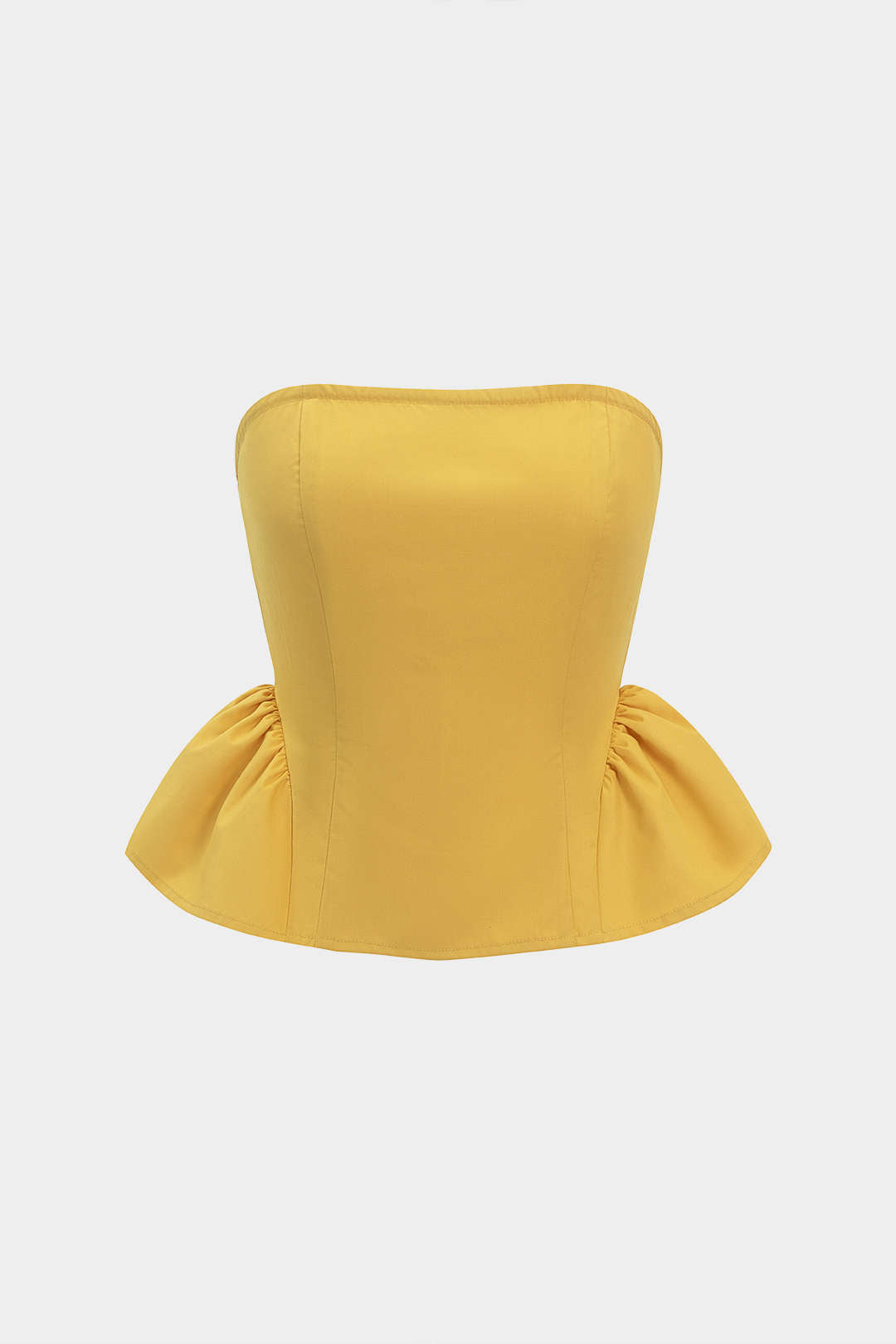 Einfarbiges gesmoktes Bandeau-Top mit Raffungen