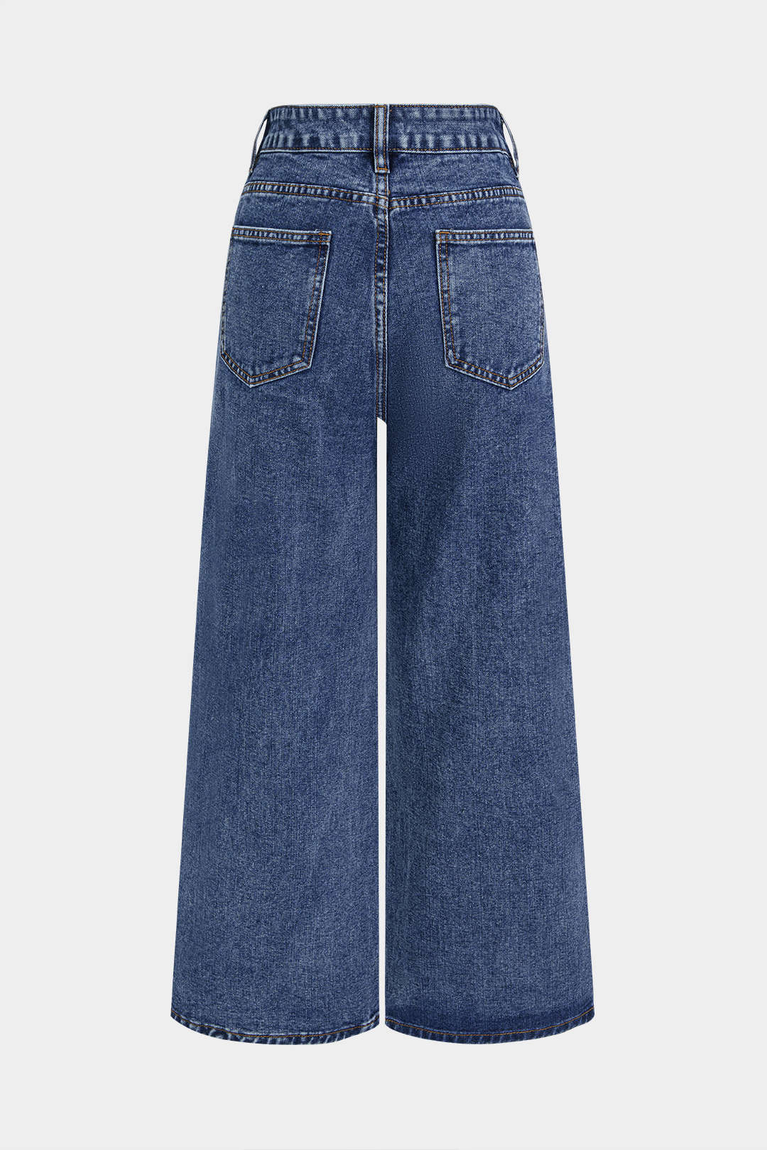 Jean droit en denim, orné de strass et motifs floraux