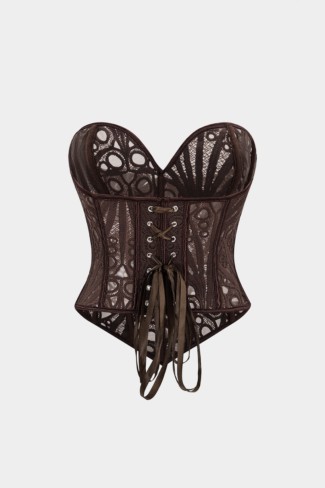 Mesh Hollow Out Corset Tie Back Tube Top