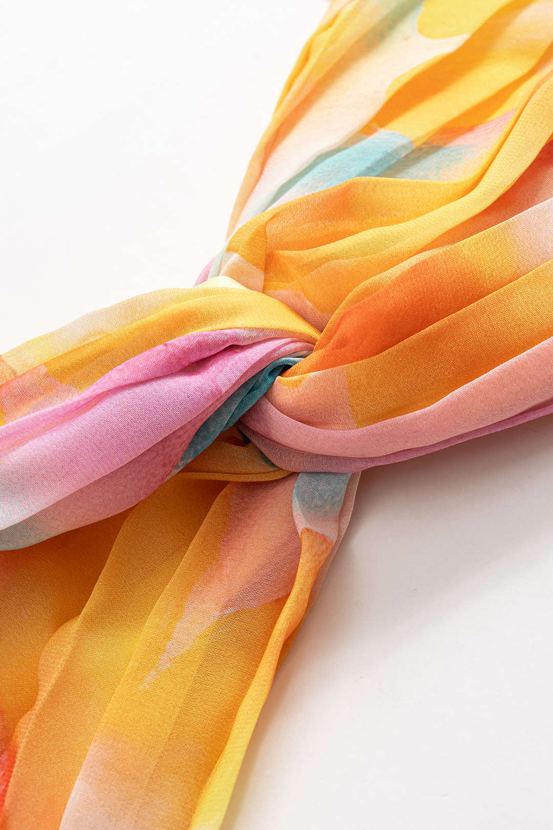 Maxikleid aus Chiffon-Satin mit Ombré-Print, ärmellos, Neckholder, Patchwork