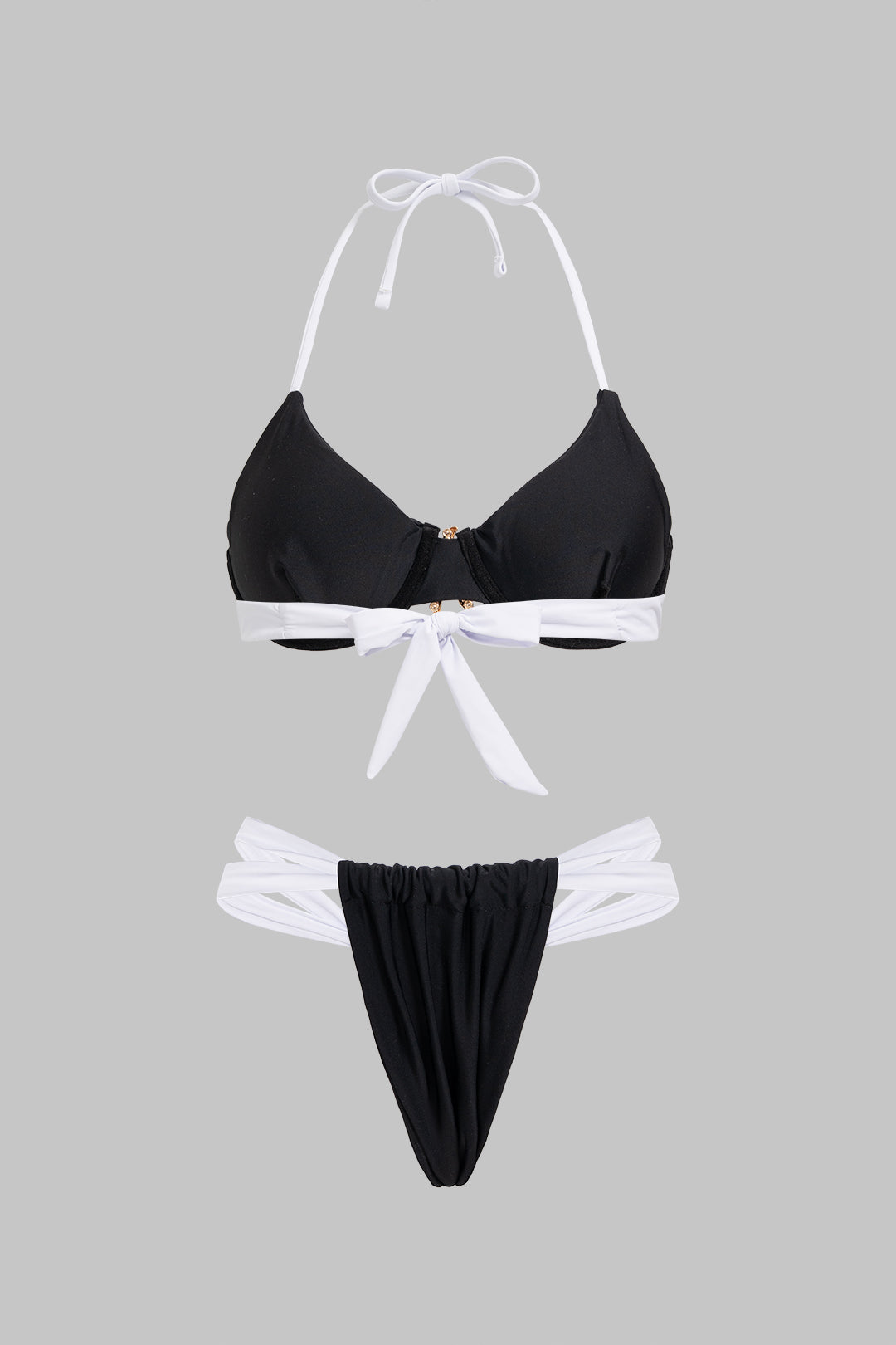 Bikini-Set mit Kontrastfarben und Neckholder zum Binden