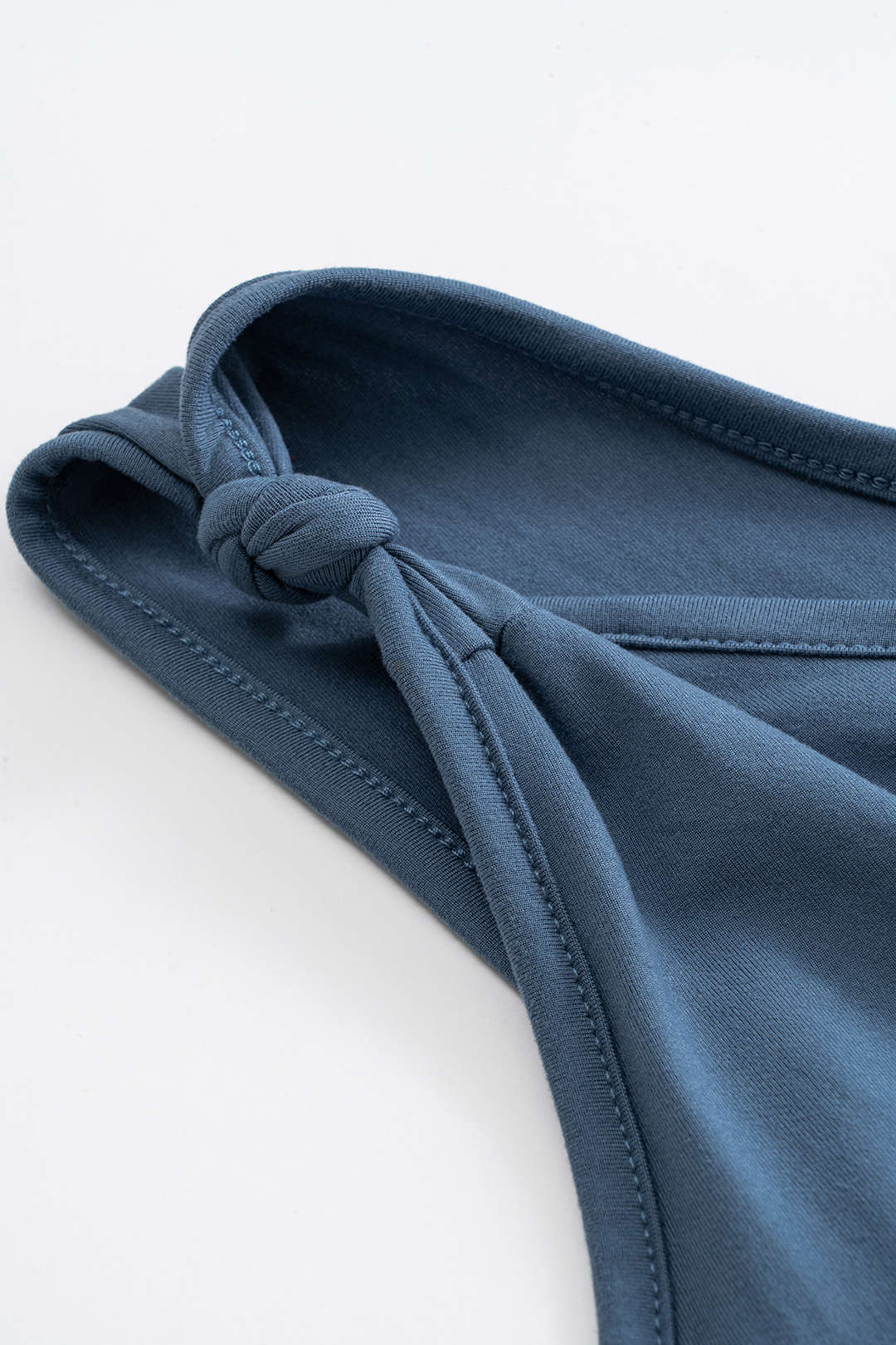 Solid One Shoulder Knotted Tank Top