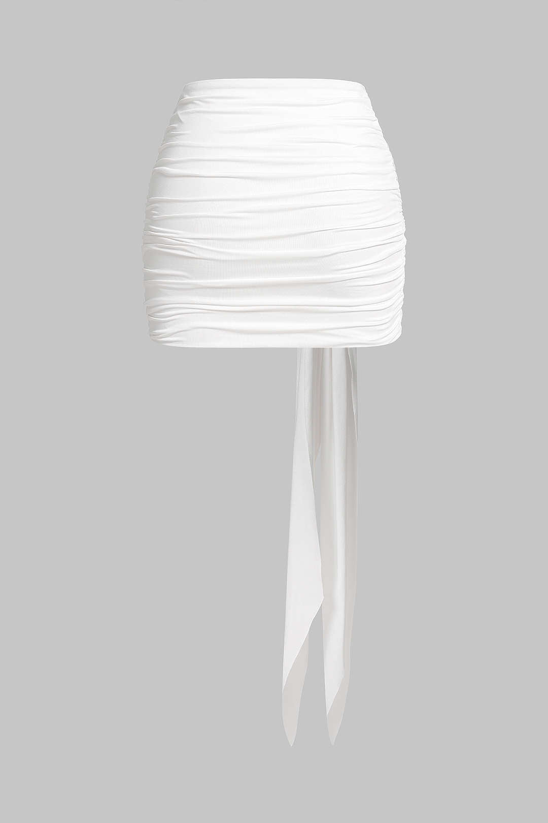 Solid Tie Front Ruched Skirt