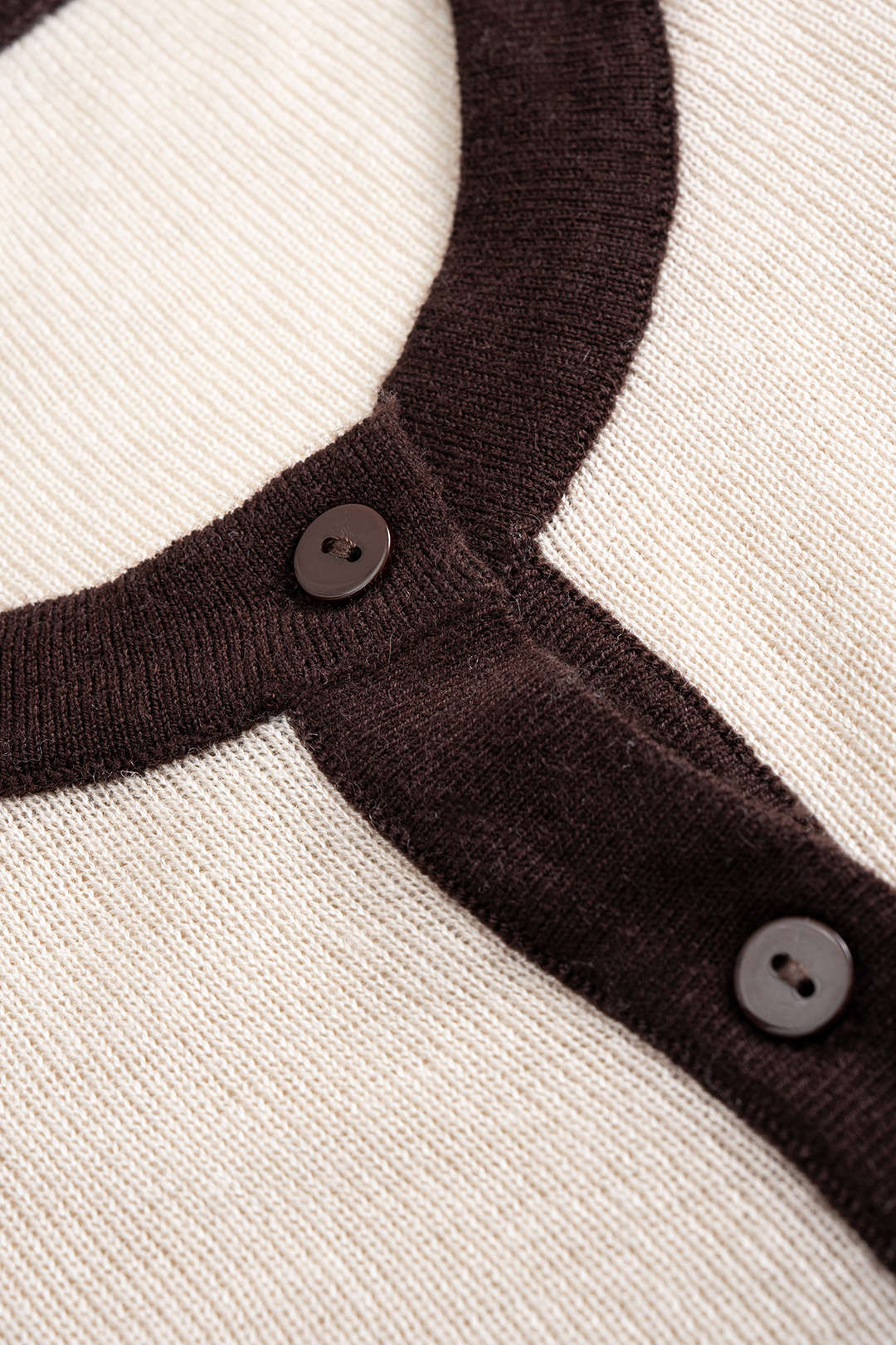 Knit Contrast Button Long-Sleeve Top