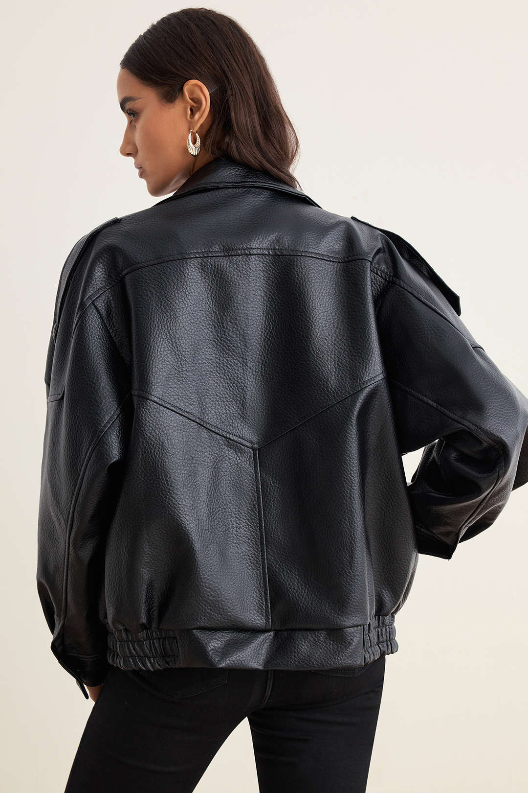 Veste boutonnée en similicuir