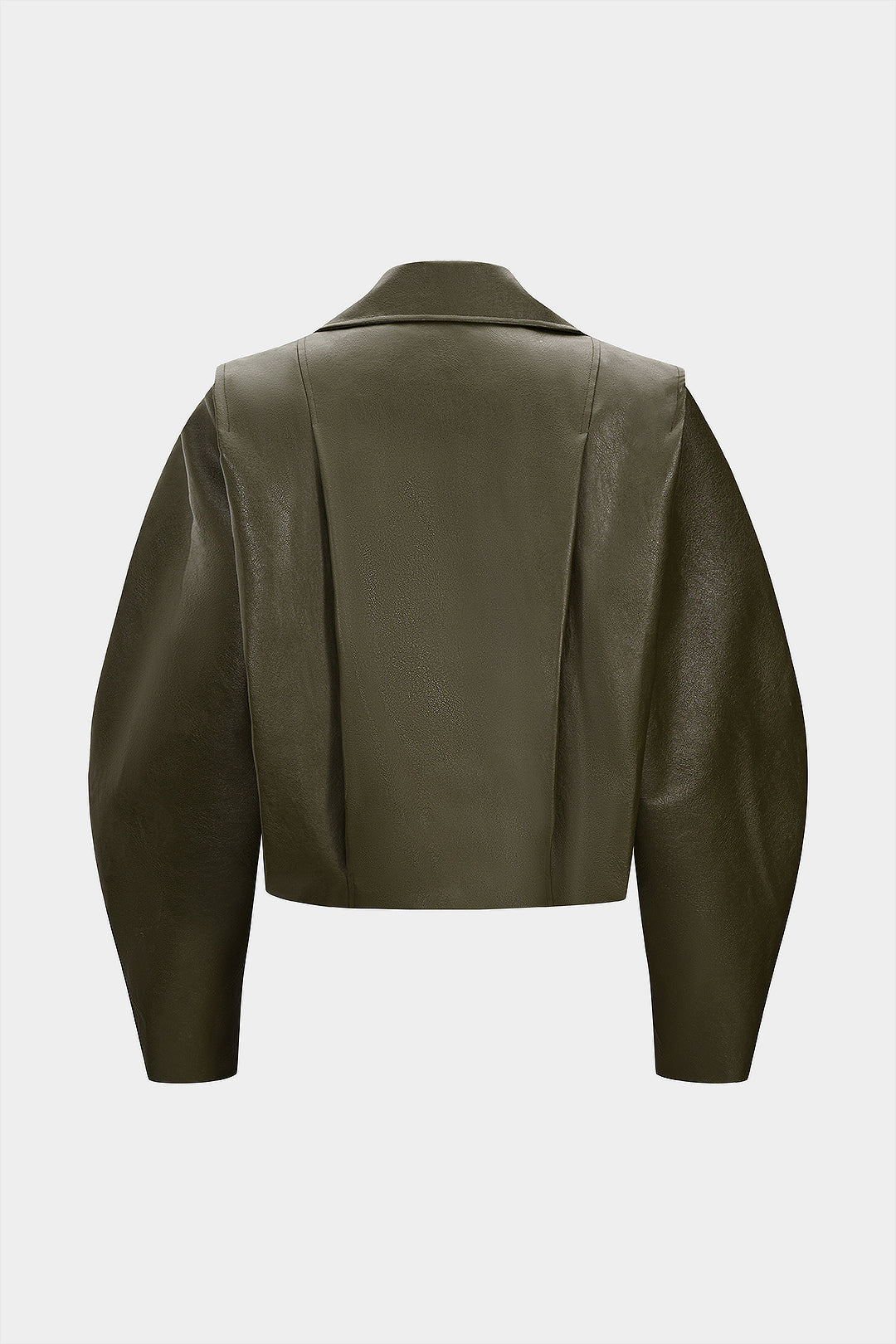 Faux Leather Pleated Gigot Sleeve Jacket