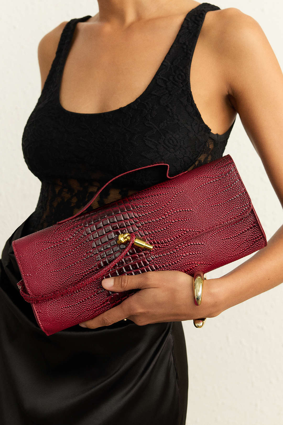 Krokodillederoptik Kunstleder Clutch Bag