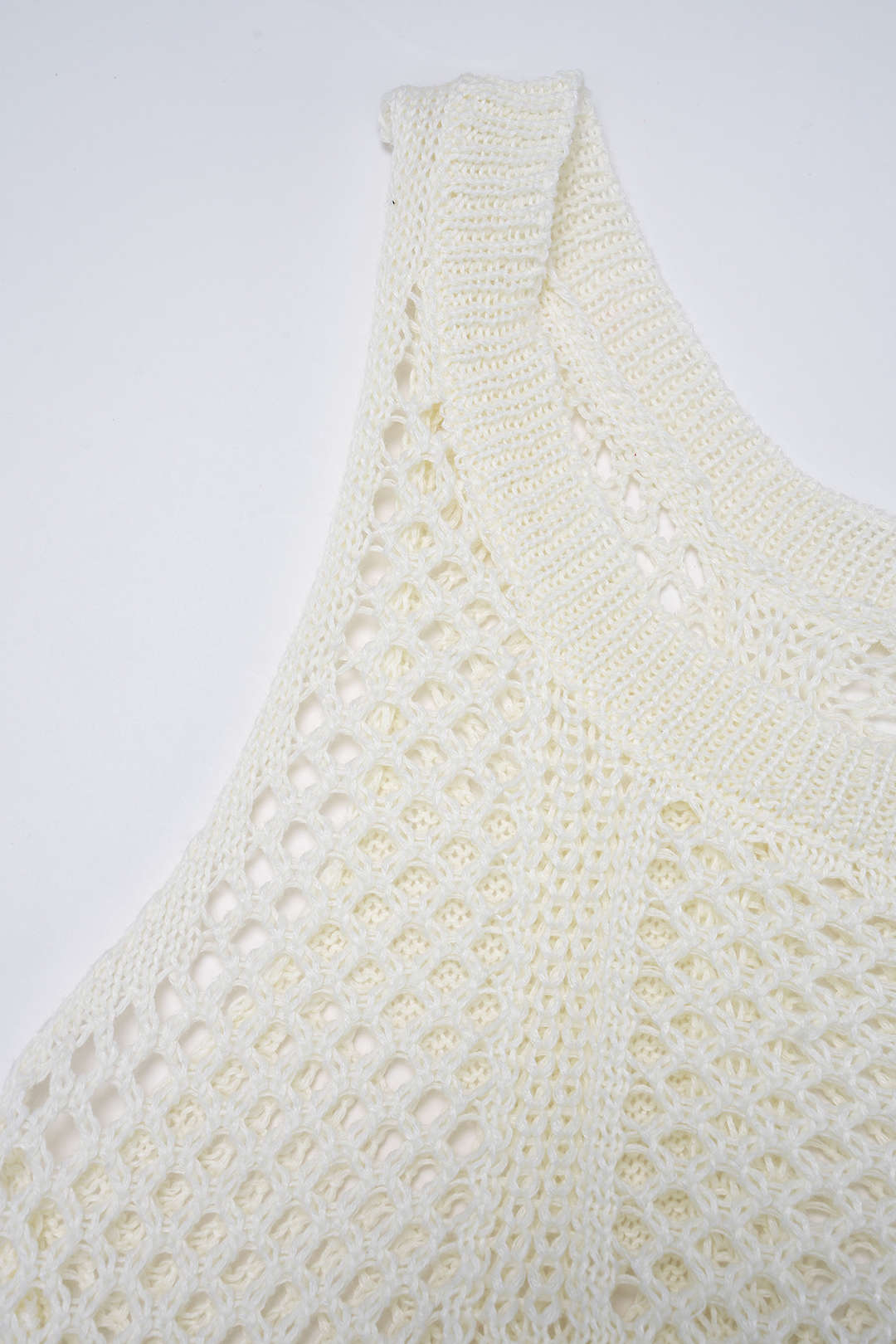 Knit Round Neck Hollow Out Asymmetrical Sleeveless Dress