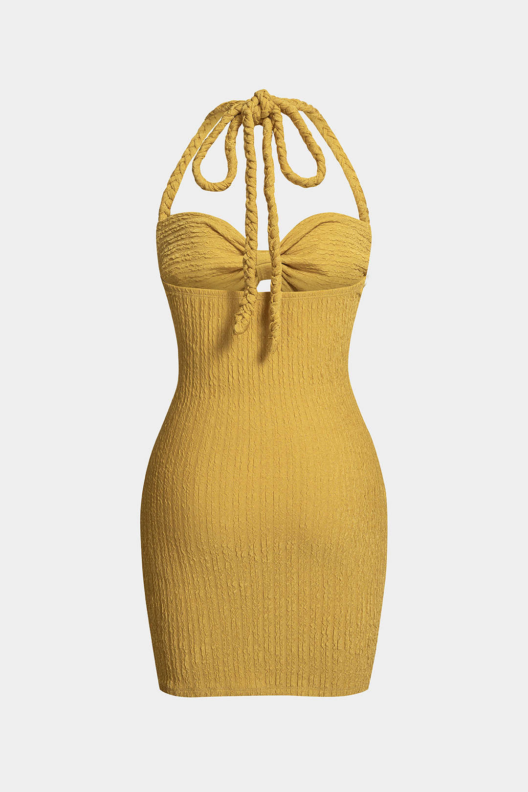 Mini-robe sans manches à découpes et attaches au cou noué