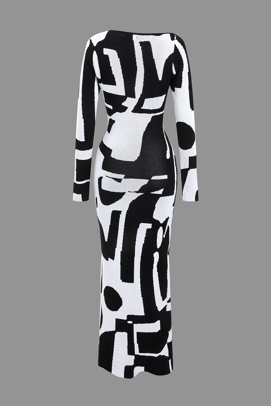Farbblock Cut-Out Schlitz Langarm Midikleid