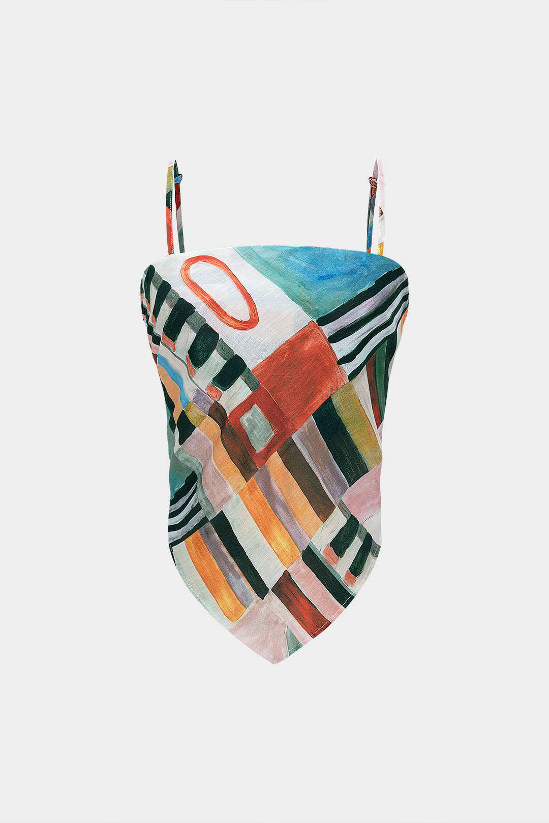 Abstraktes geometrisches Print-Cami-Top mit Knoten