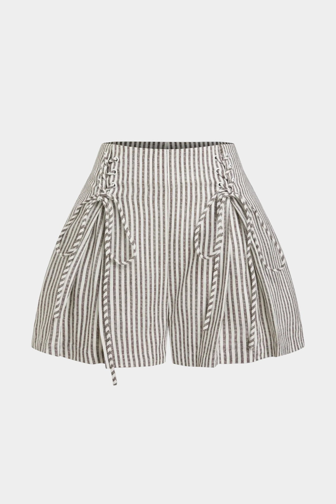 Stripes Print Tie-Up Wide Leg Shorts