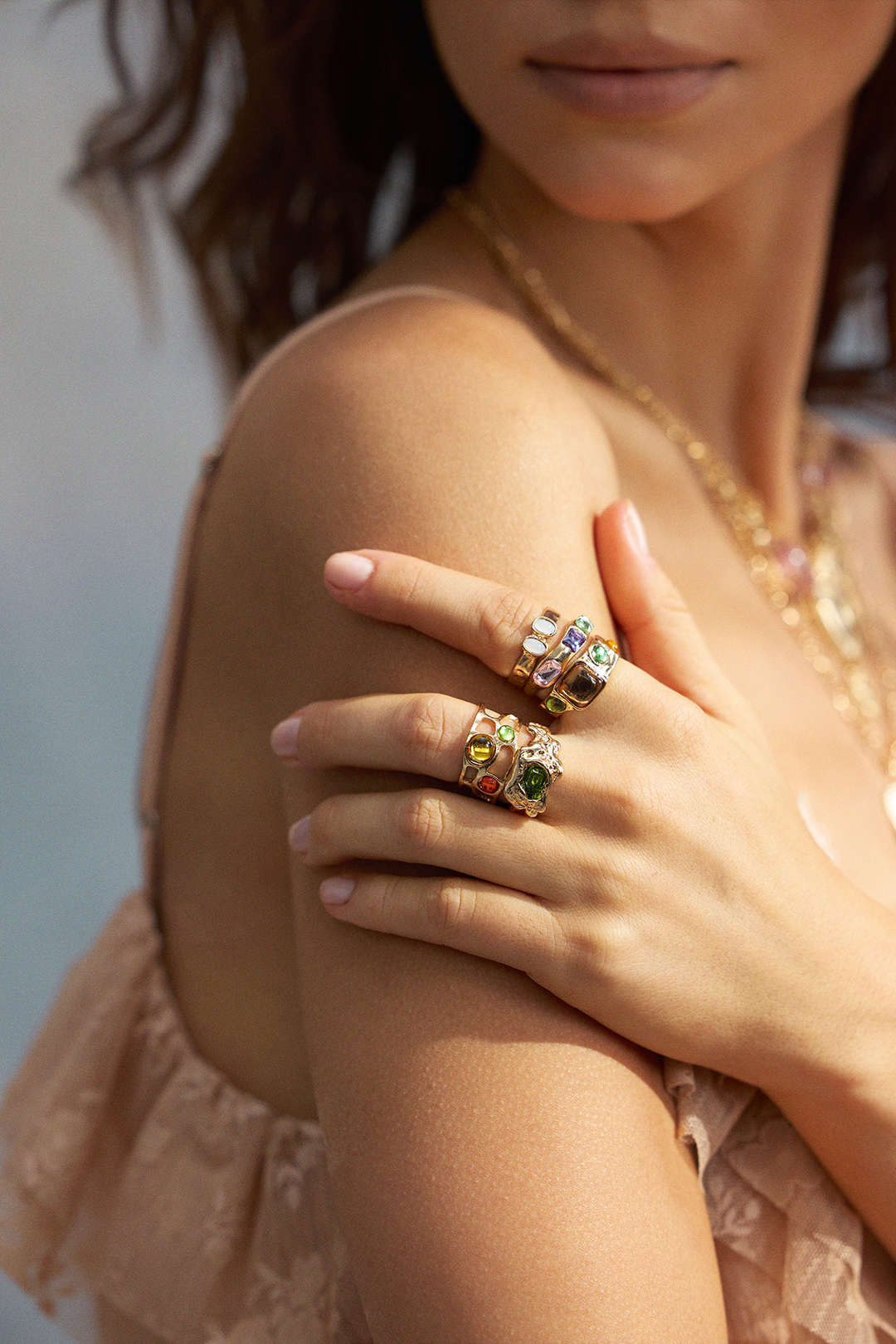 Alloy Multicolor Resin Irregular Rings