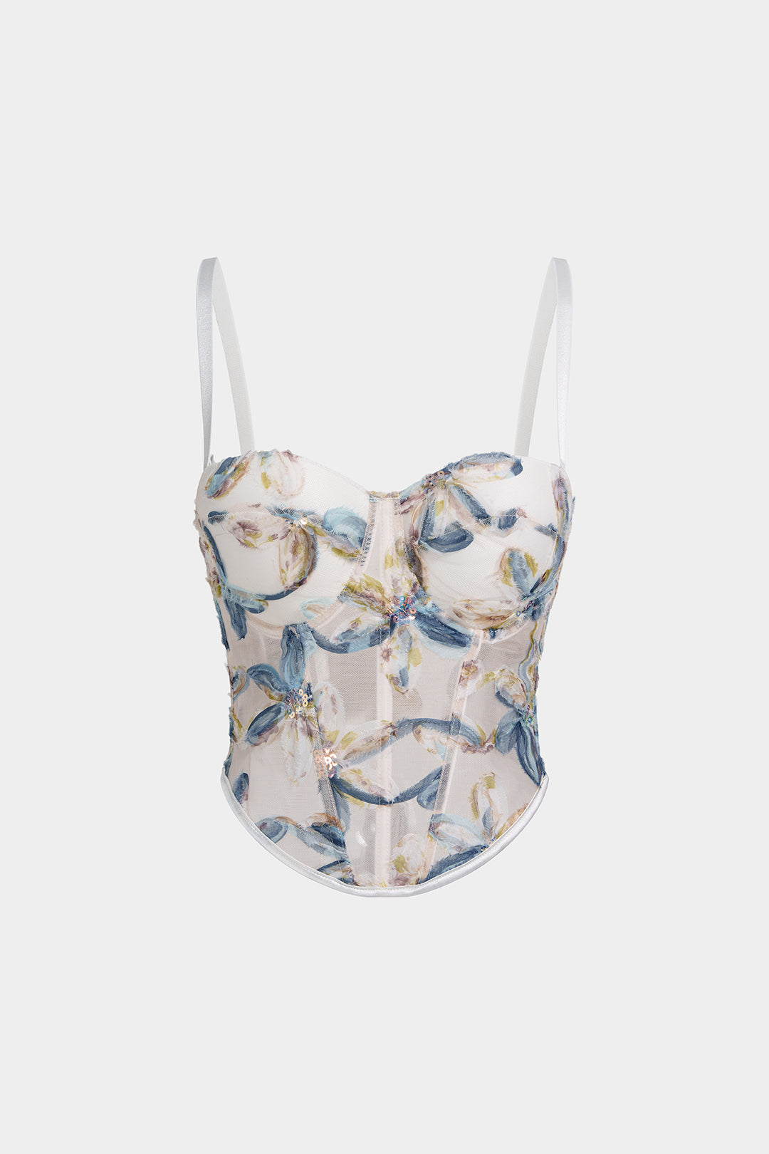 3D Blumen-Pailletten-Korsett-Cami-Top