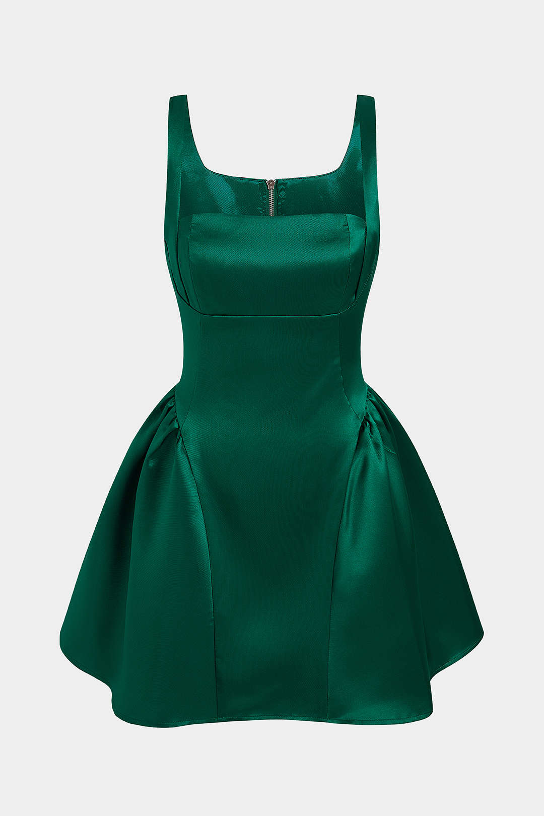 Satin Puff Hem Sleeveless Mini Dress