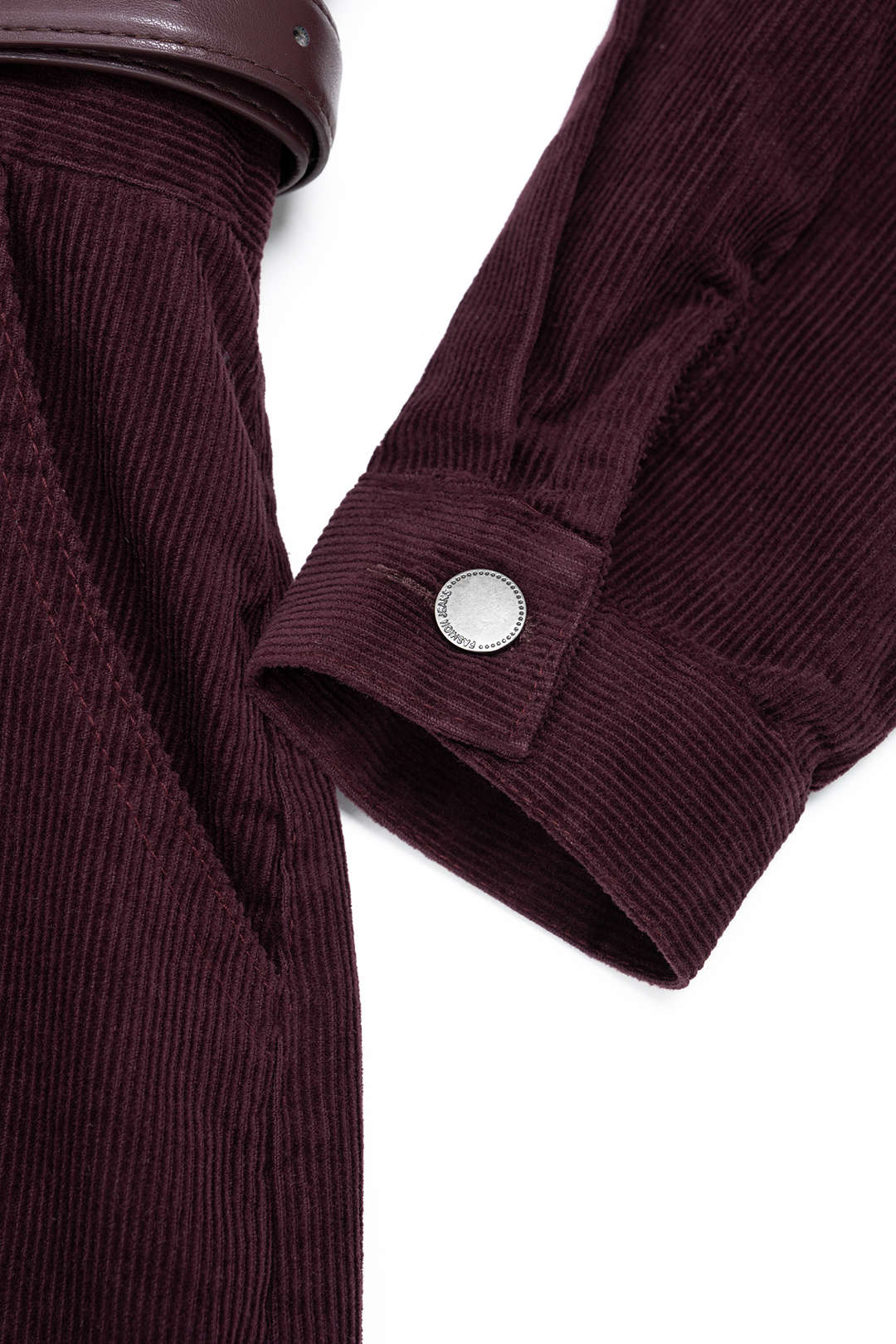 Kord Midikleid mit gekerbtem Revers, geknöpften Taschen und Gürtel