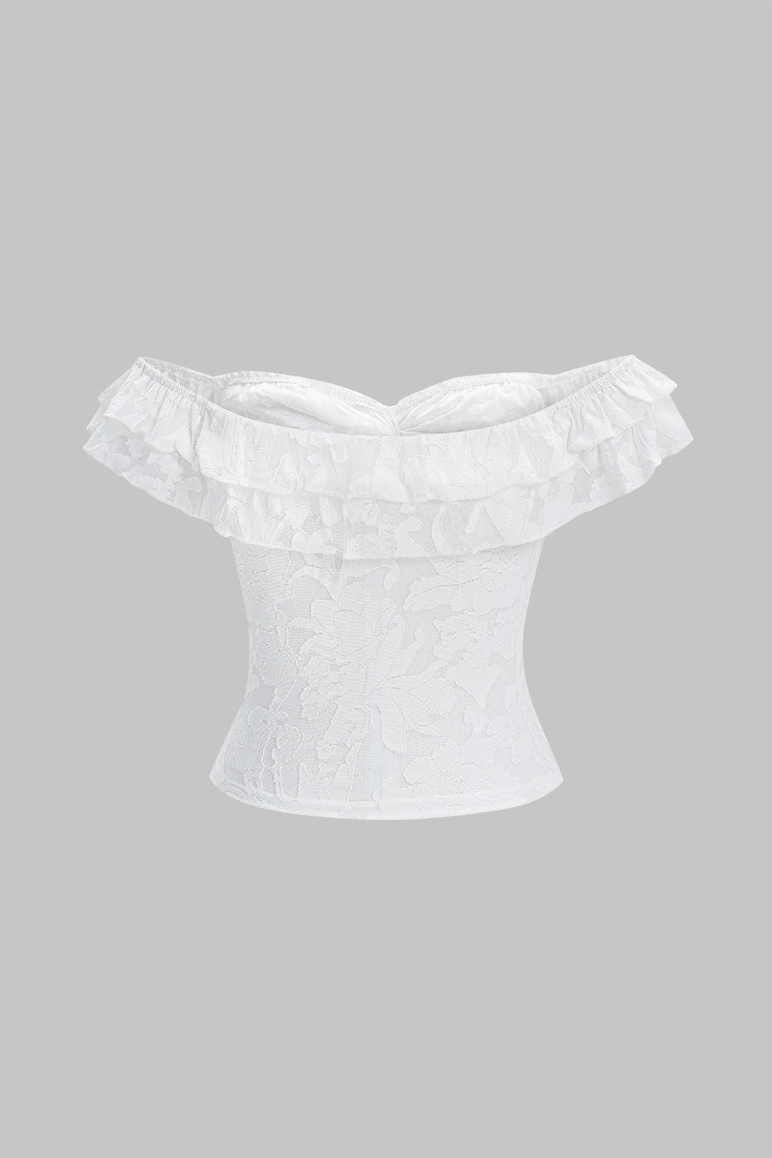 Spitzen-Patchwork Carmen-Rüschen-Twist-Knoten-T-Shirt