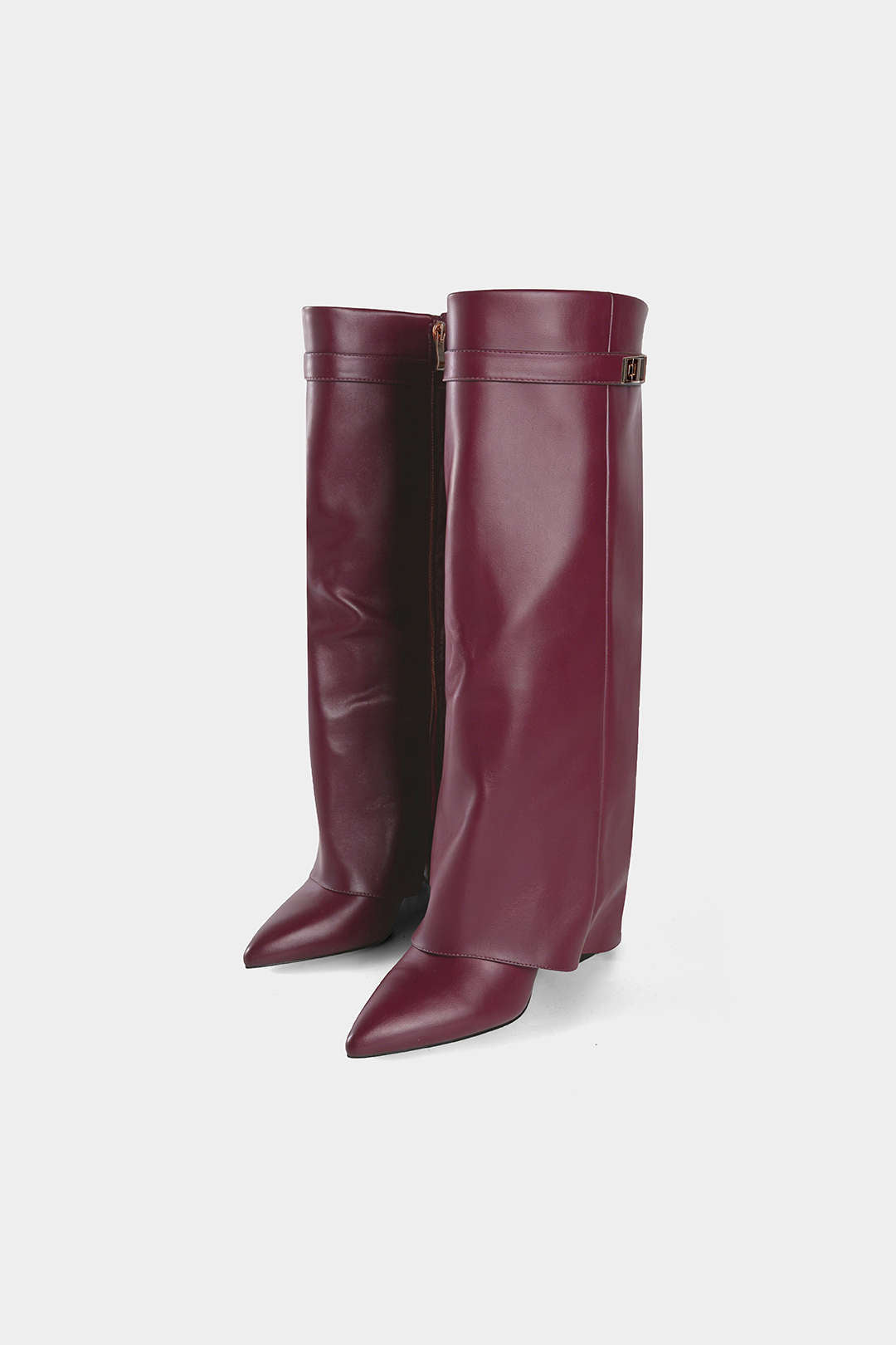 Geraffte spitz zulaufende Kniehohe Stiefel aus Leder