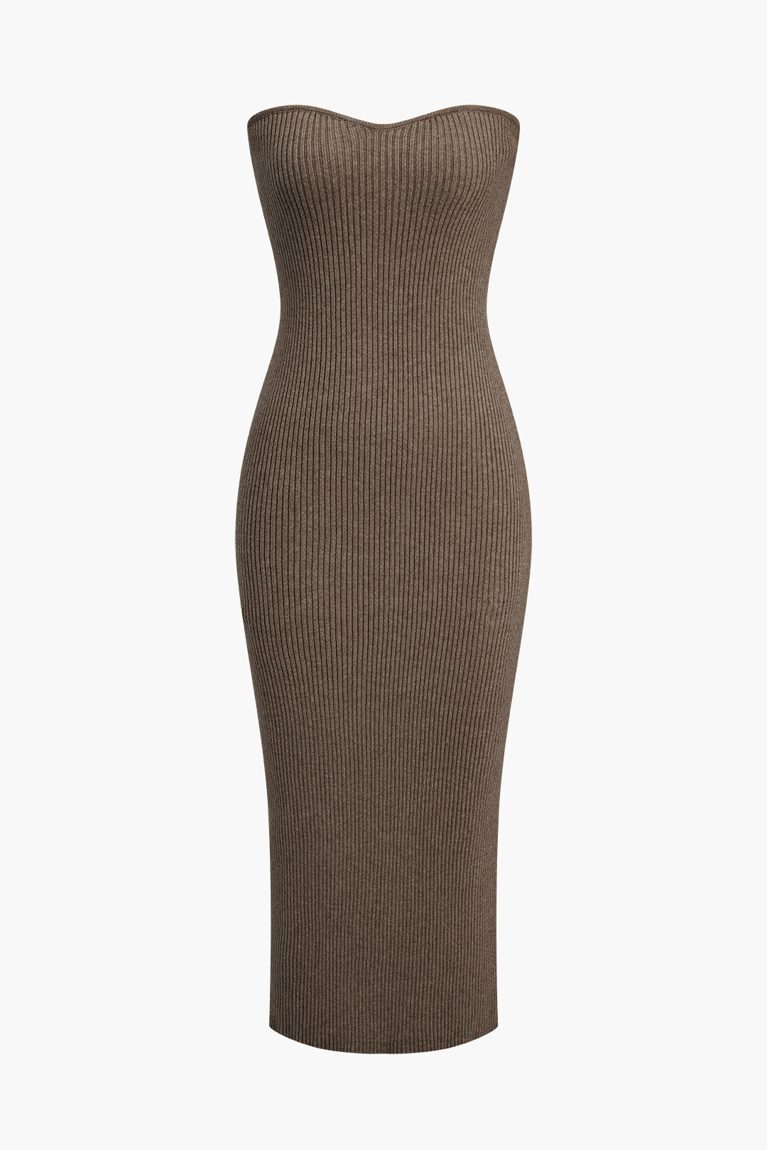 Ribbed Knit Strapless Midi Dress And Bolero Set