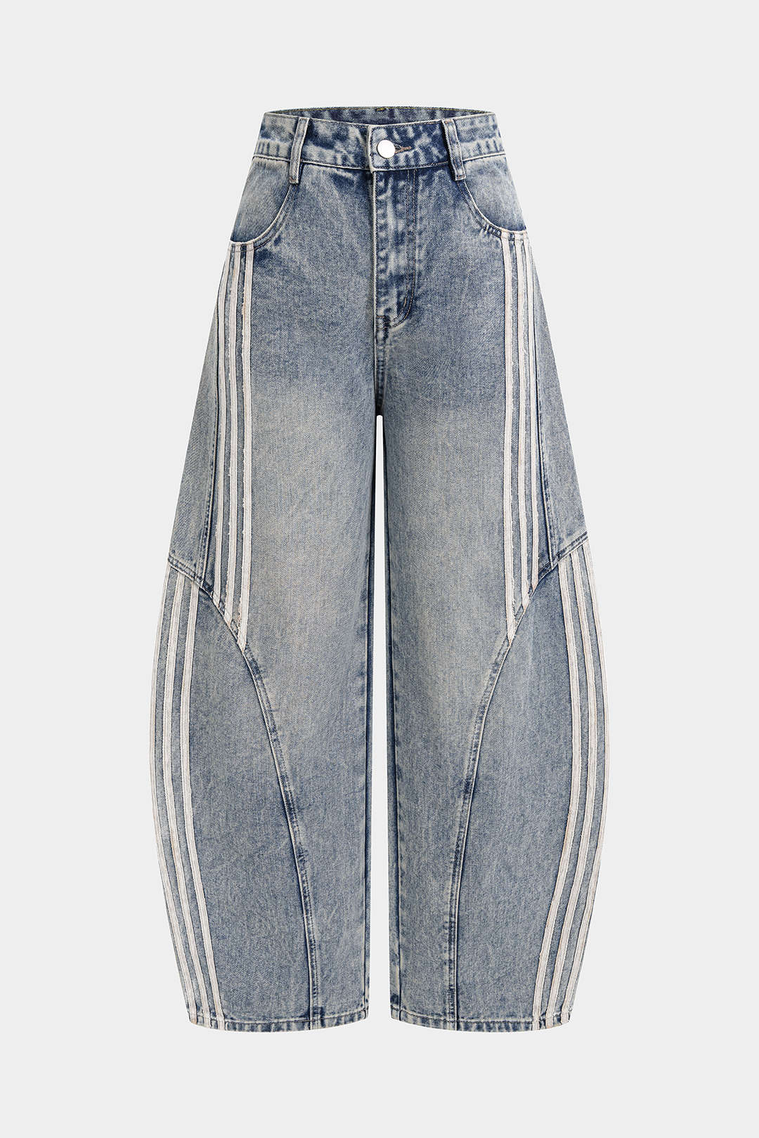 Jean large en denim à rayures contrastantes