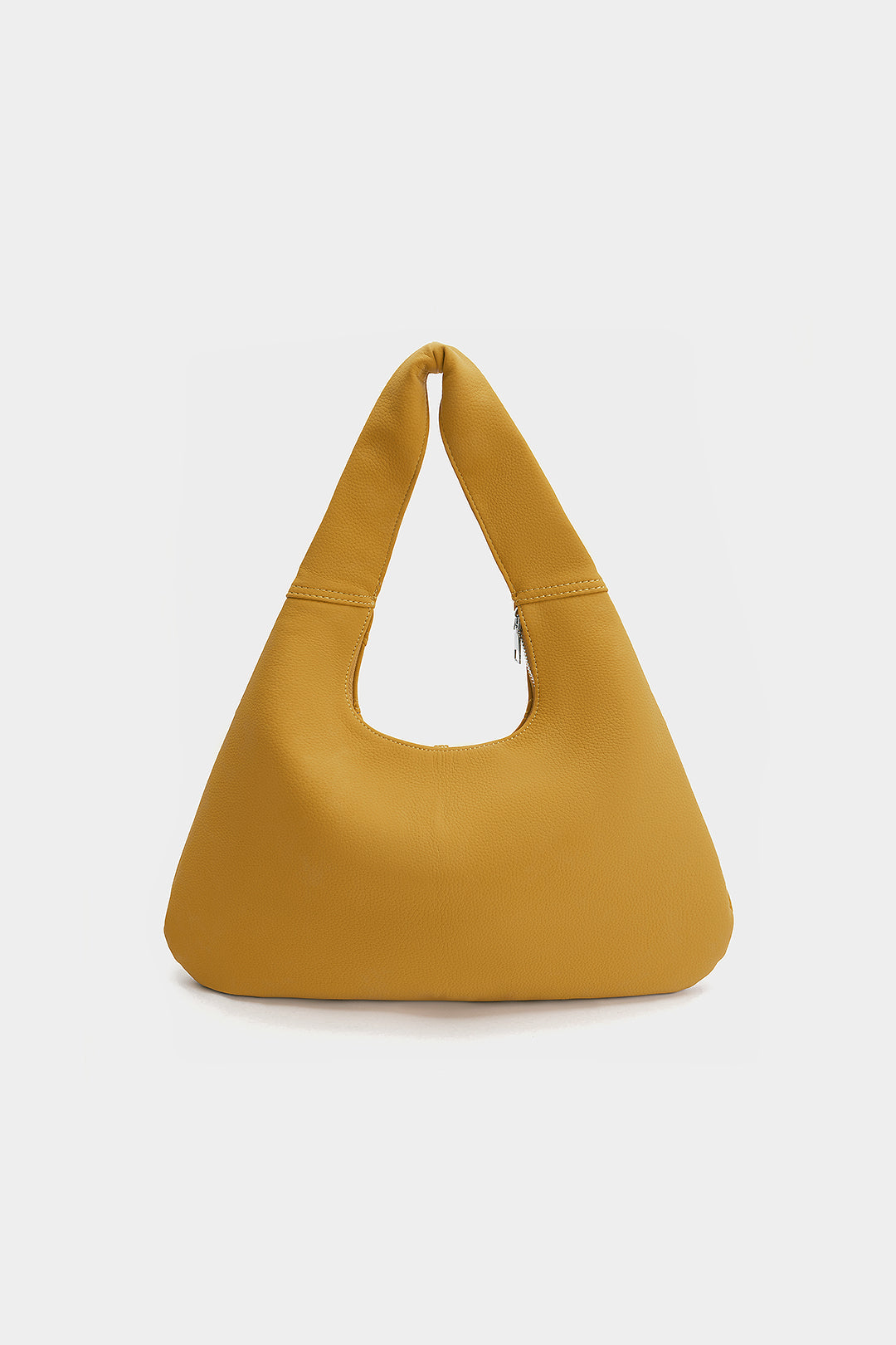 Solid Seamdetail Zipper Shoulder Bag