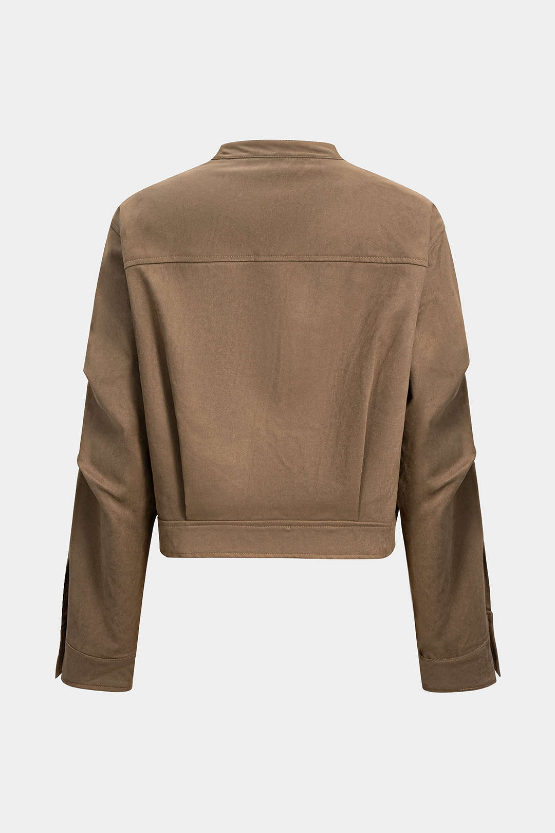 Suede Stand Collar Cropped Jacket