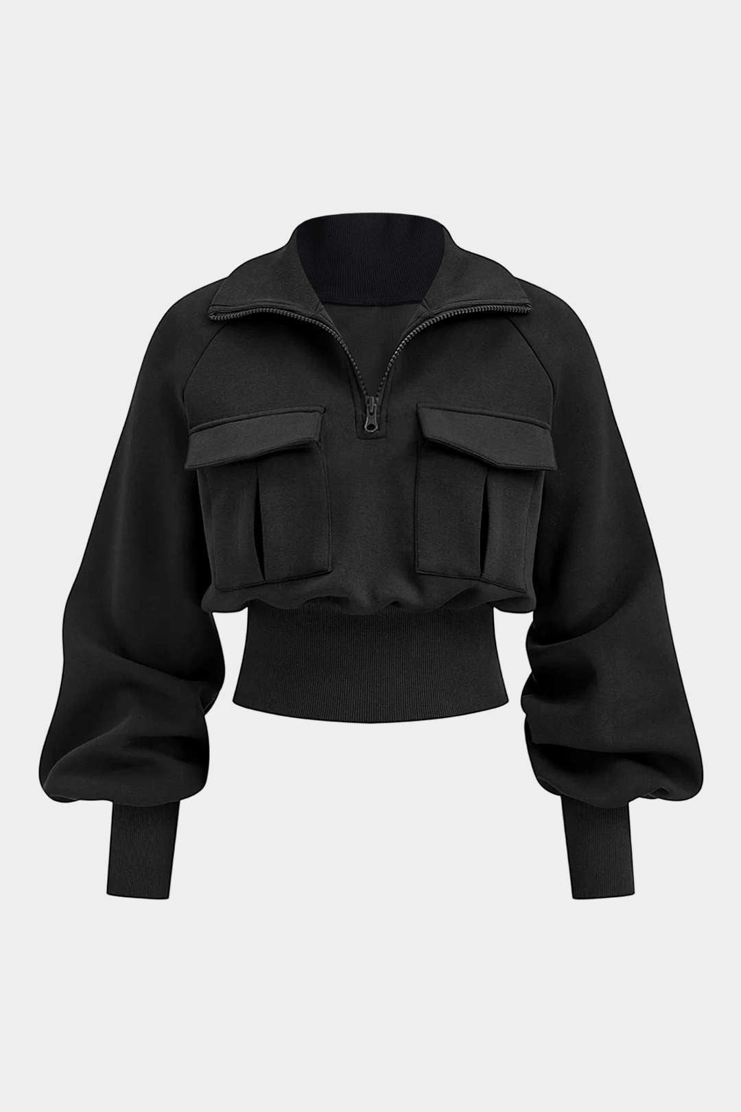 Stand Collar Pocket Zipper Sweatshirt