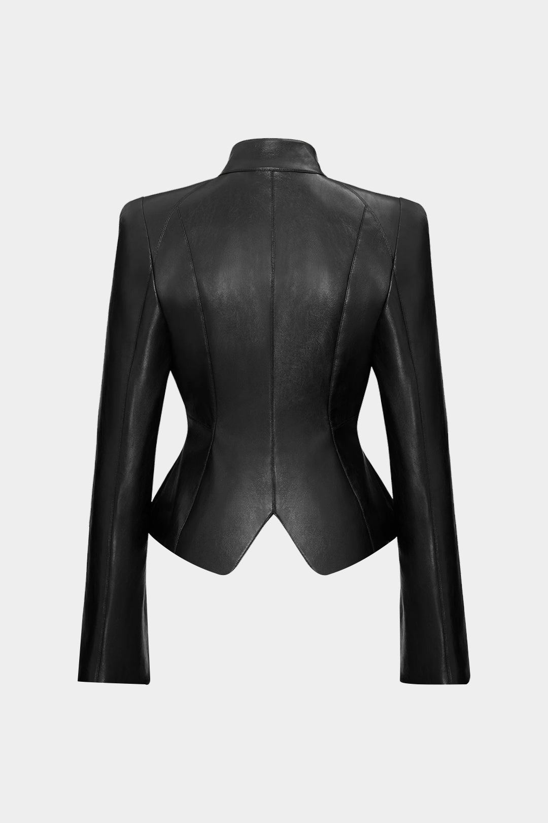 Mock Neck Faux Leather Button Jacket