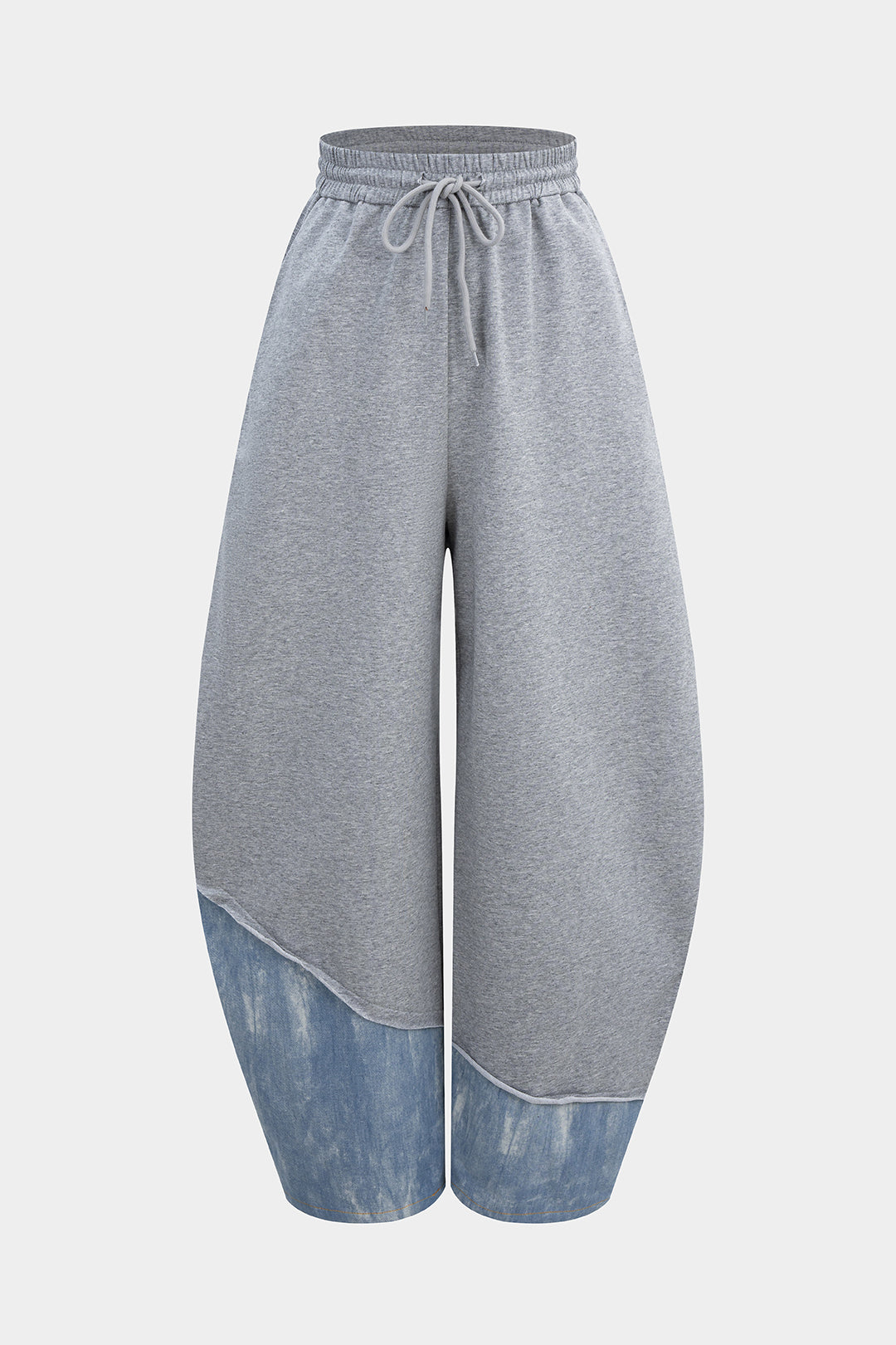 Jeans-Patchwork-Hose mit Kordelzug und asymmetrischem Schnitt