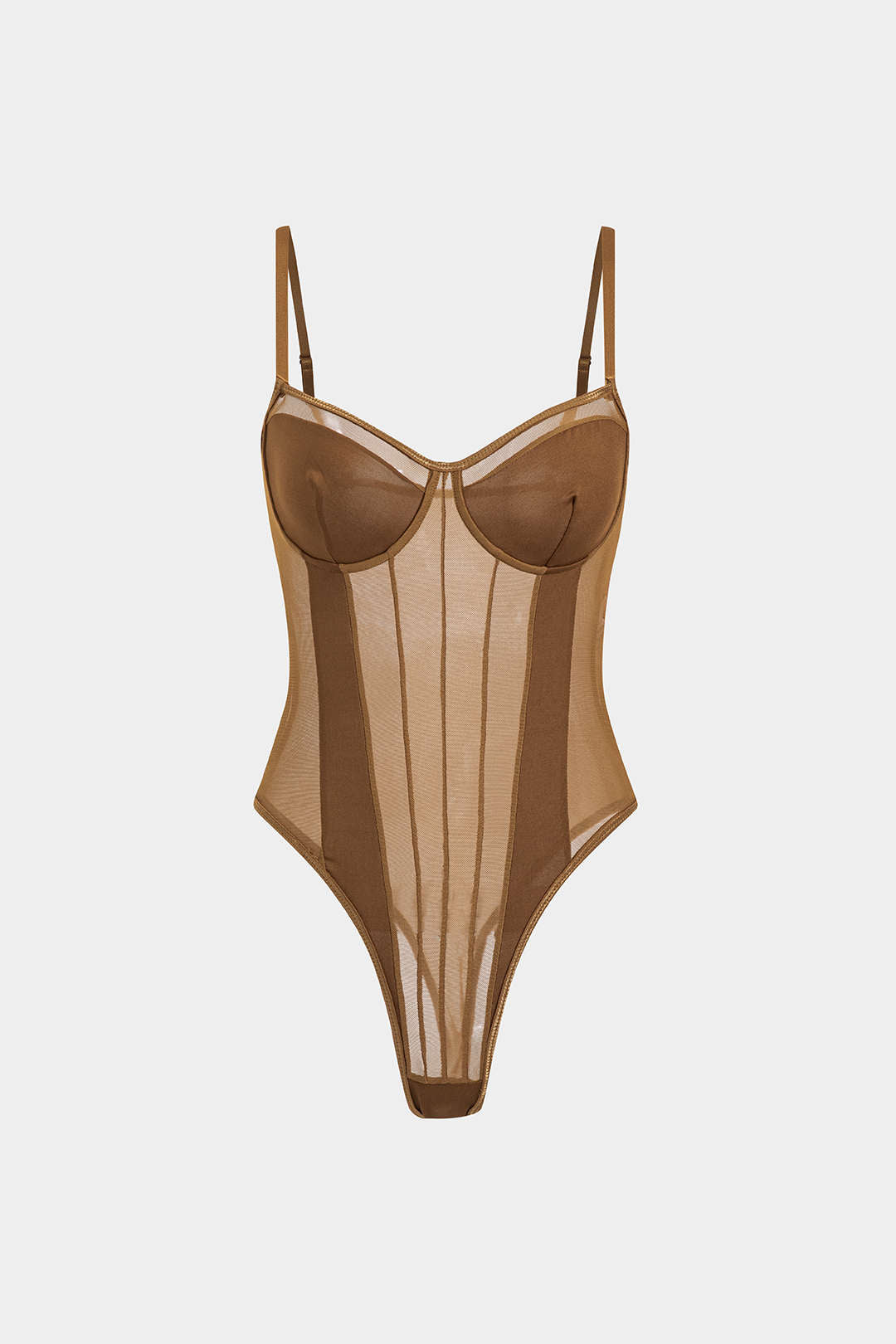 Mesh Backless Sheer Patchwork Corset Slip Sleeveless Bodysuit