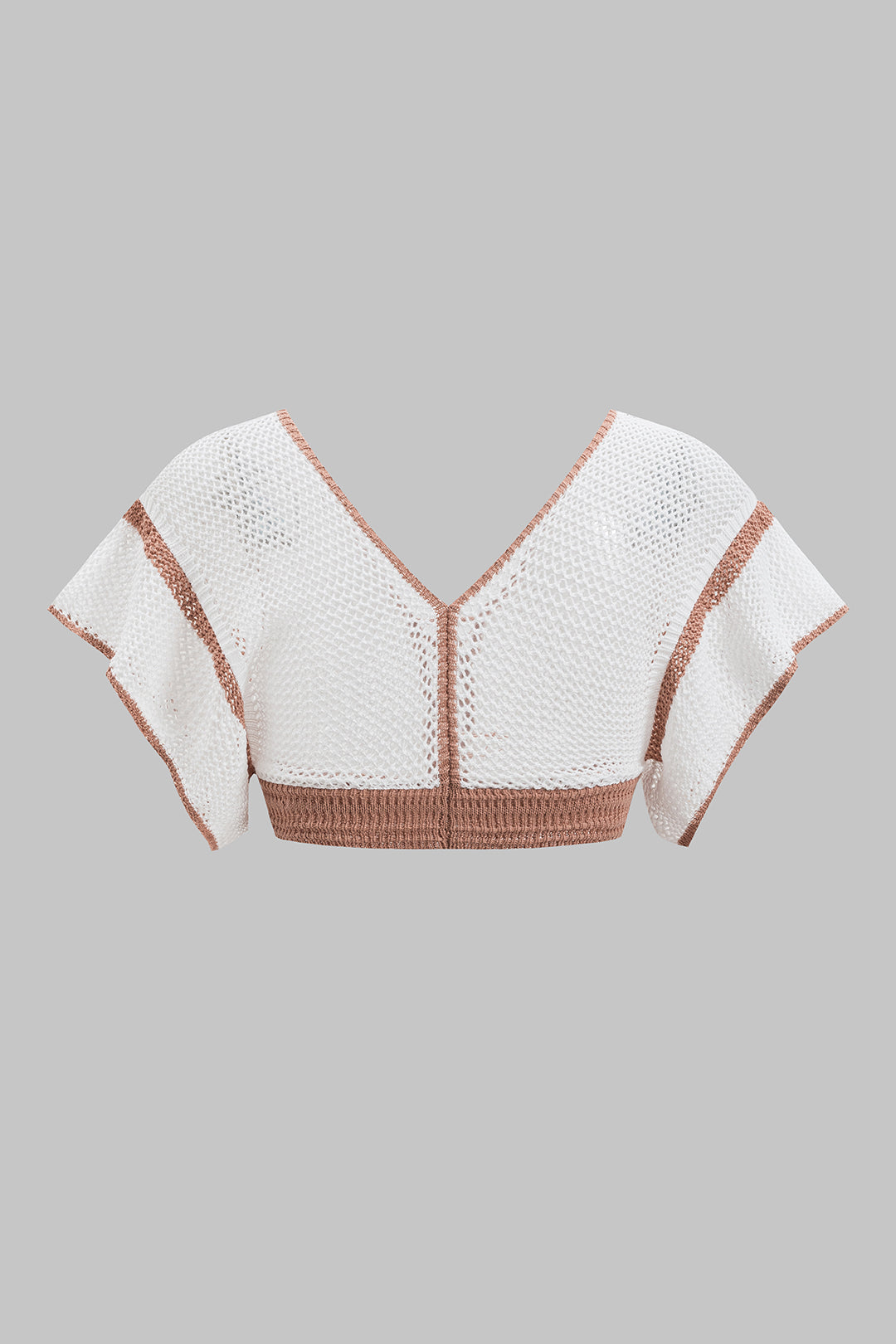 Ensemble caraco en tricot ajouré à col en V et jupe fendue à cordon de serrage