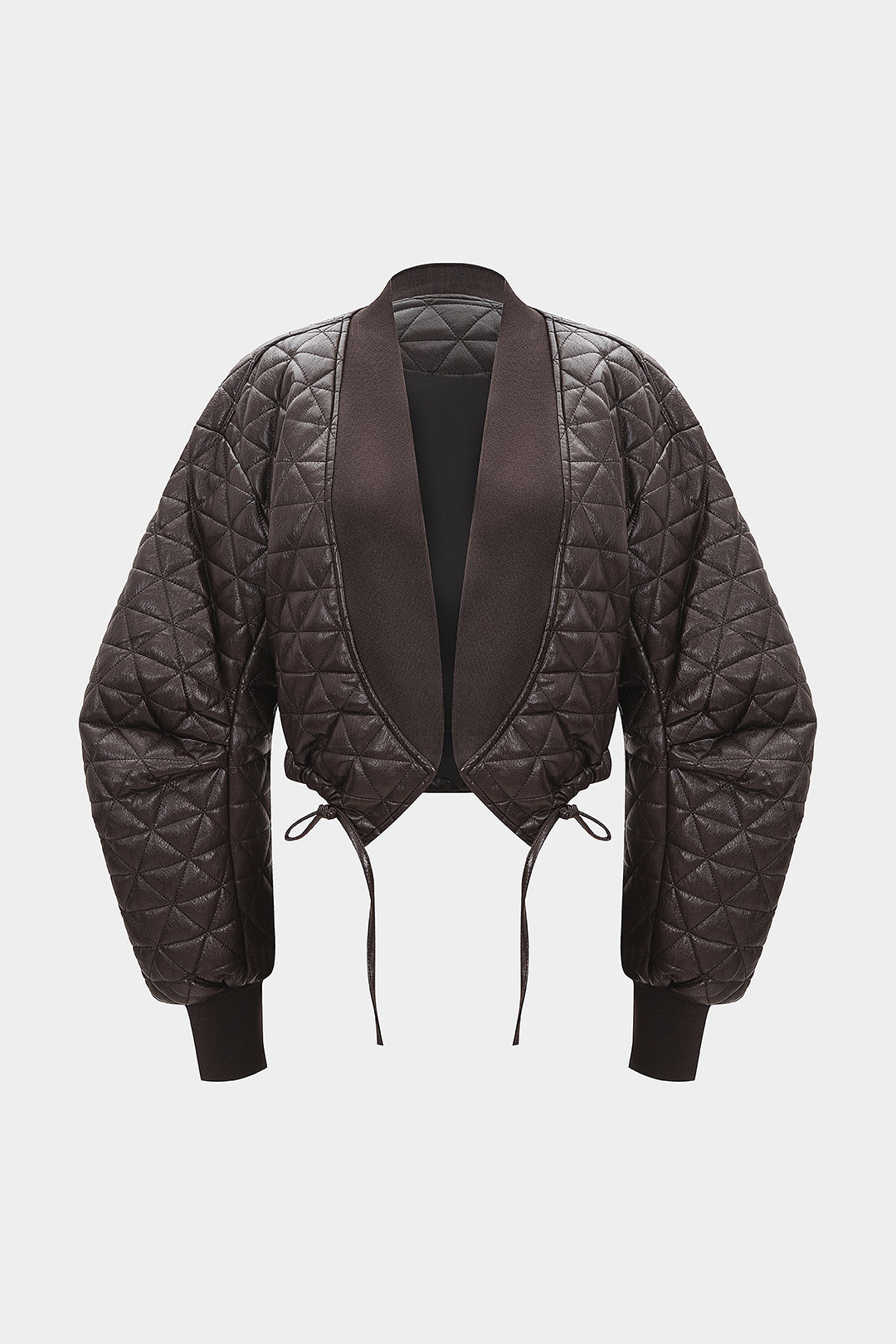 Faux Leather Strappy Tie-Up Jacket