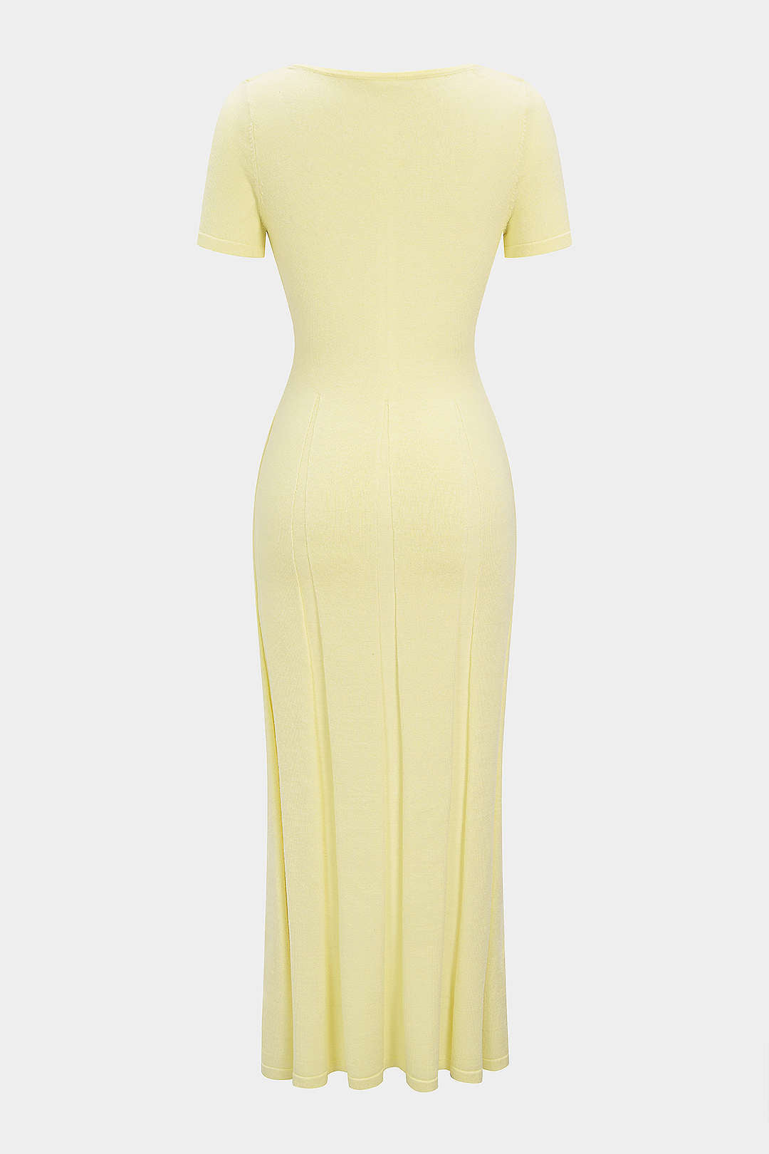 Knit V-Neck Slit Short Sleeve Dress