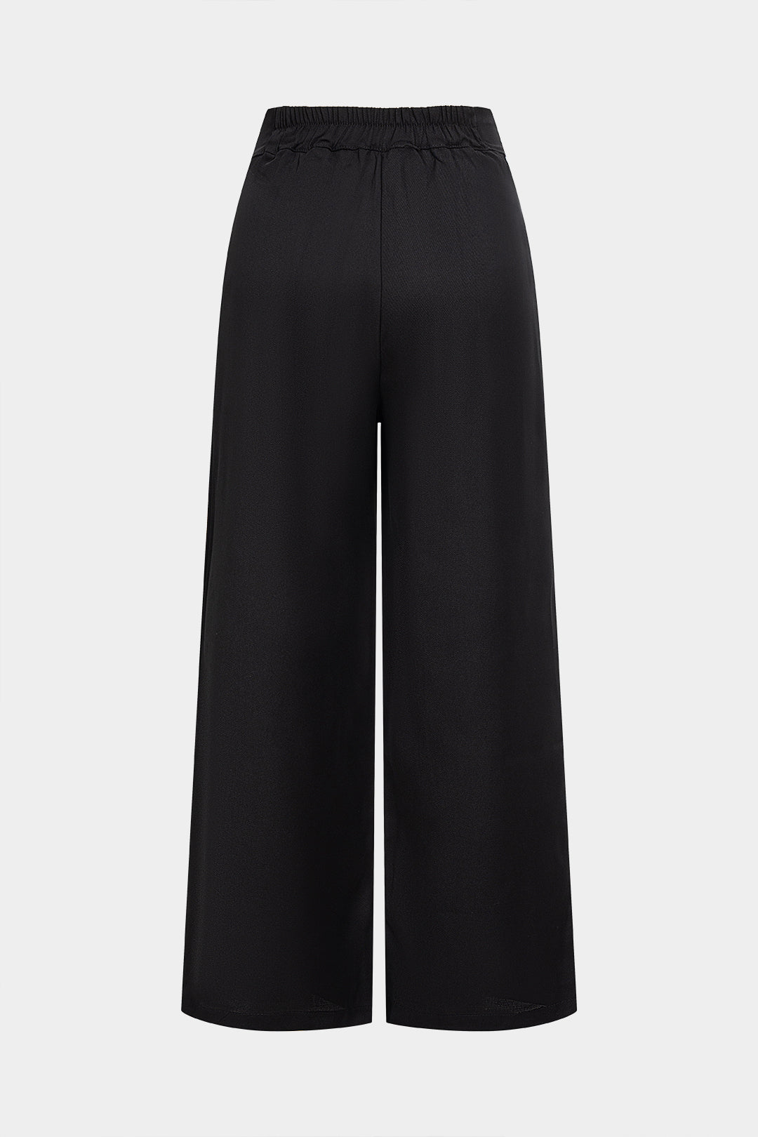 Solid Shirred Waistband Button Pants