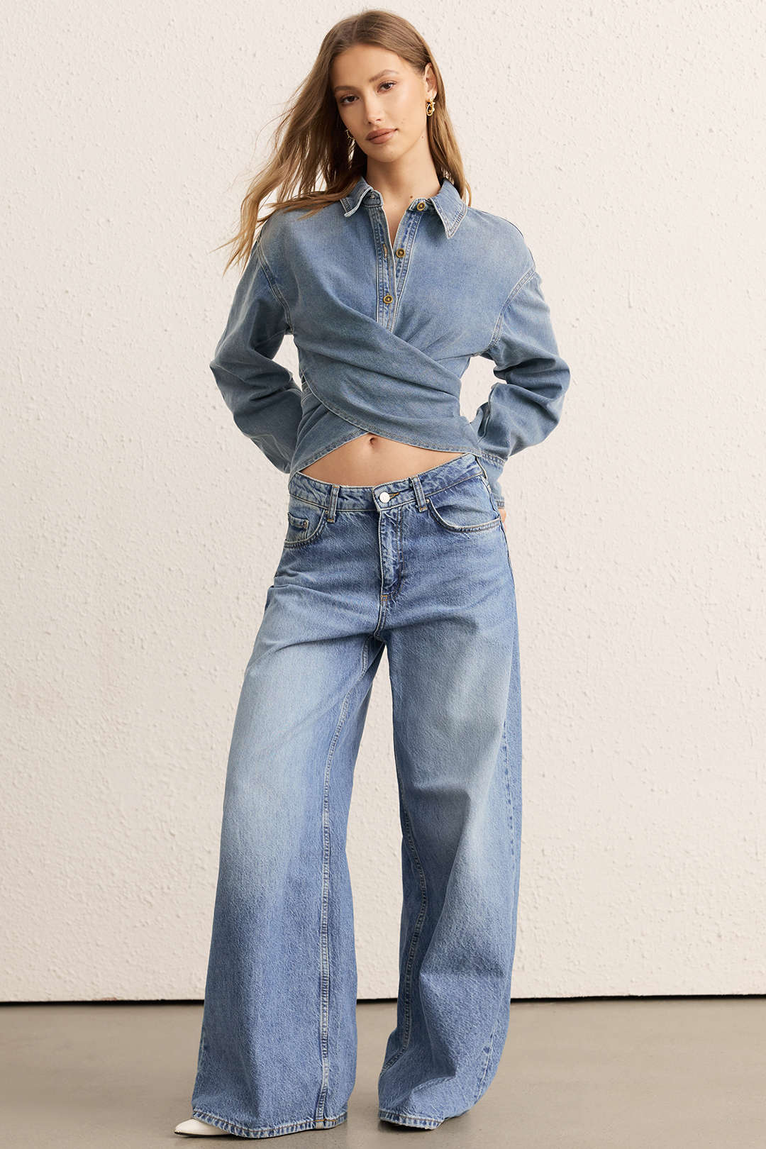 Jeans geraffte überkreuzte Oberbekleidung