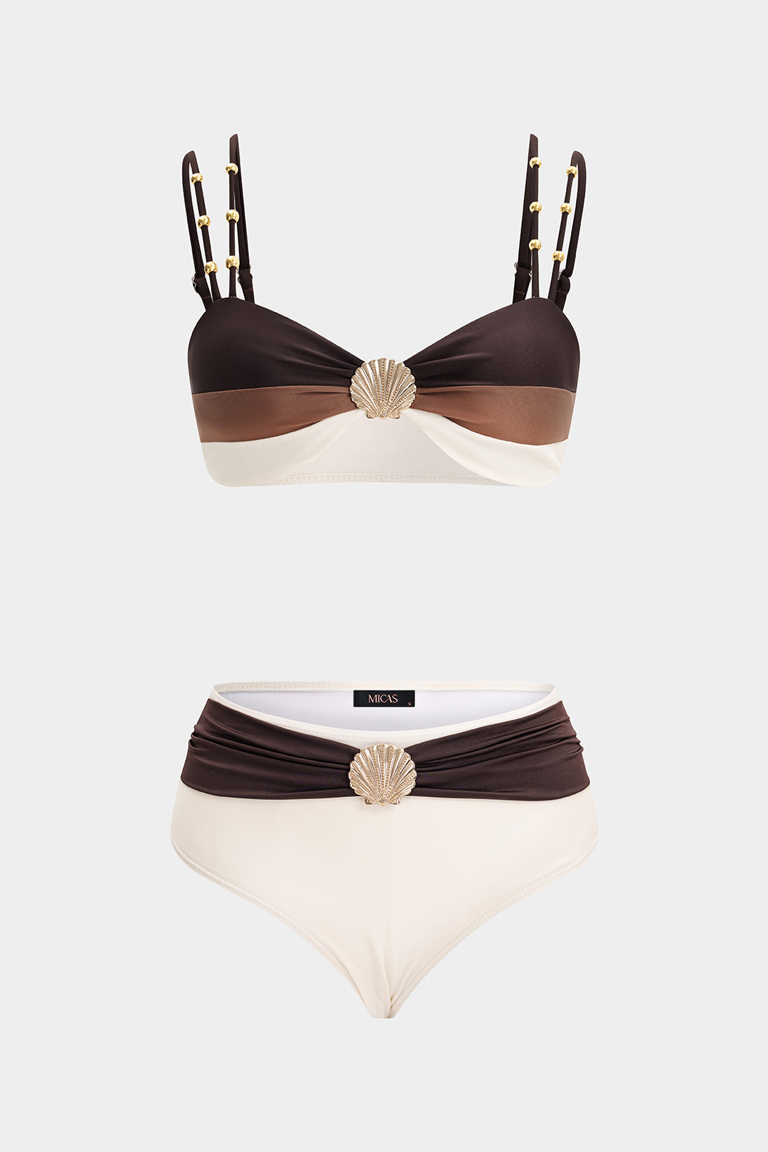 Kontrastfarbenes Metallic-Bikini-Set