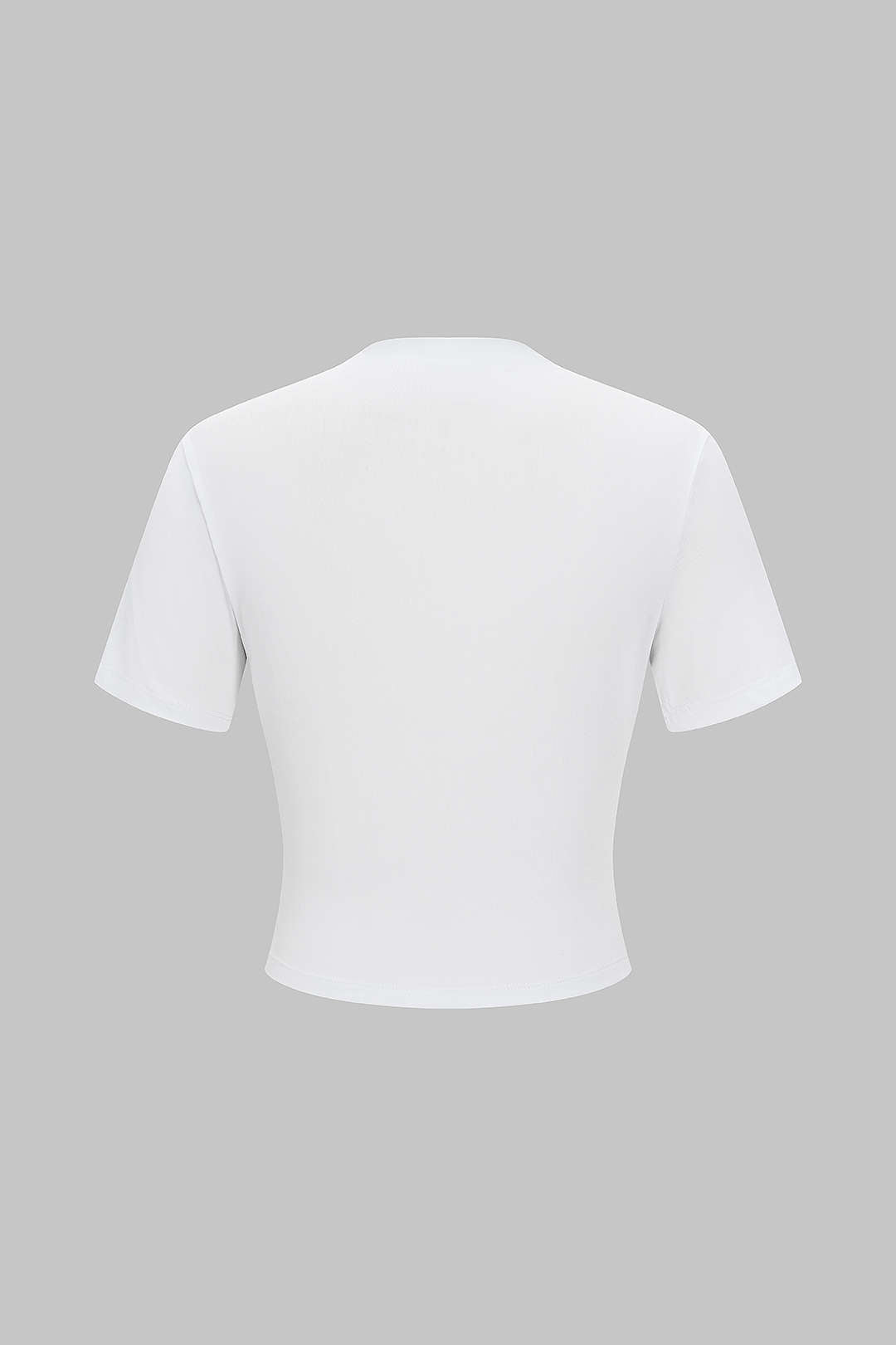 T-shirt à col montant et manches courtes froncé
