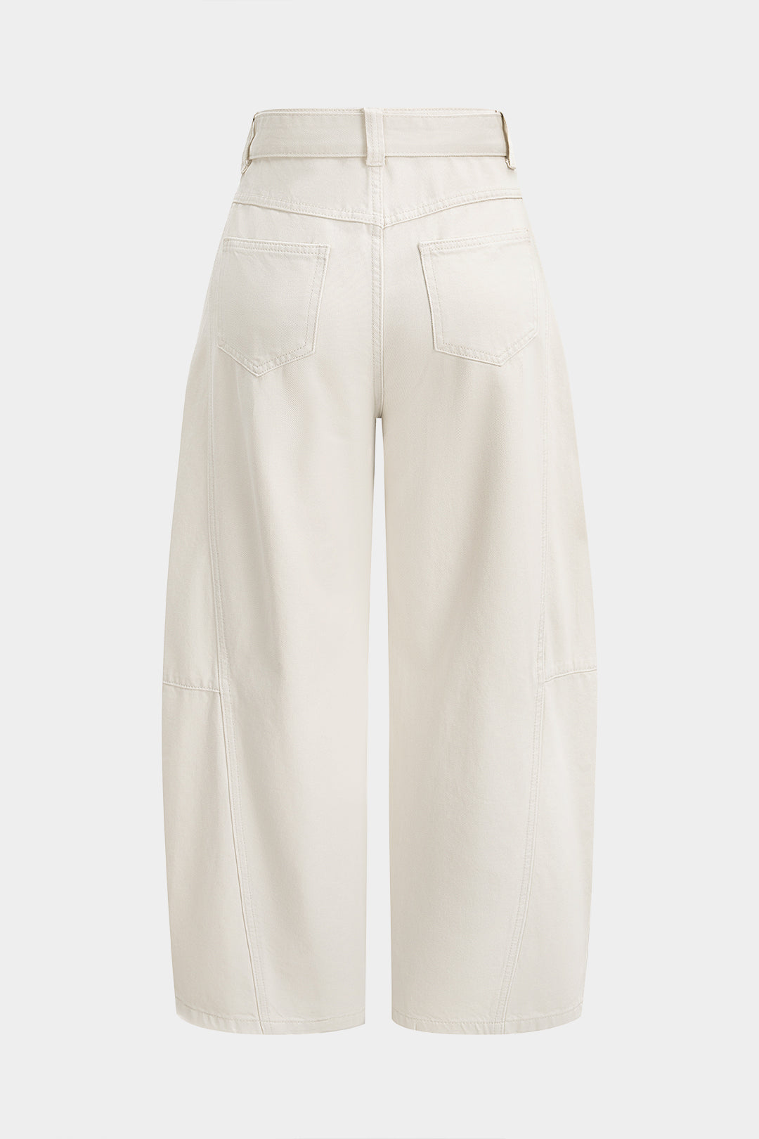 Denim Belted Pocket Barrel Jeans