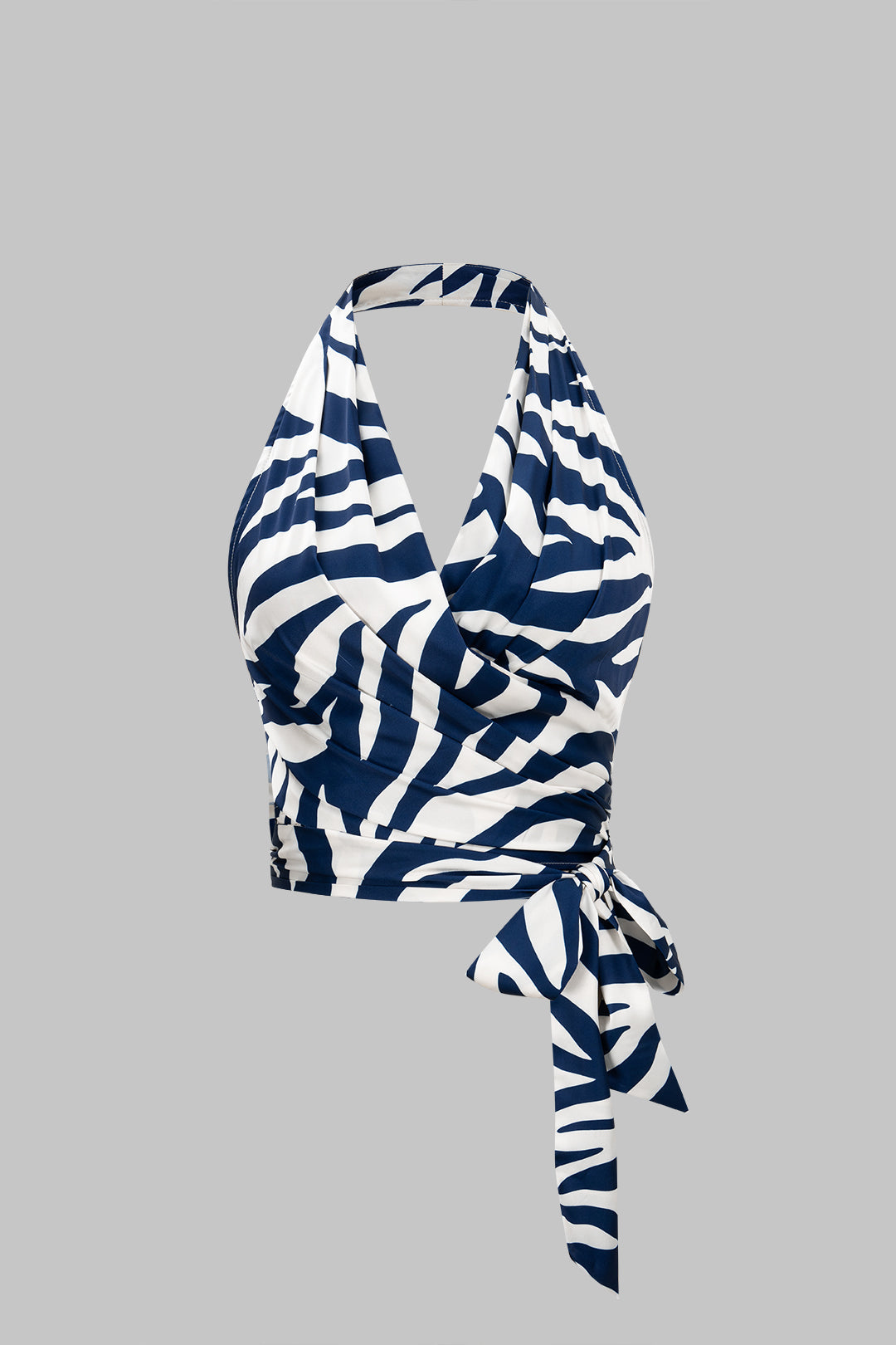 Satin-Tanktop mit geraffter Raffung und Kontrastmuster