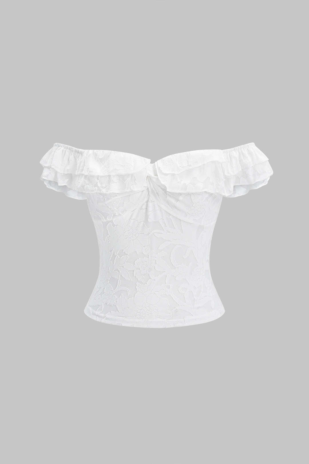 Spitzen-Patchwork Carmen-Rüschen-Twist-Knoten-T-Shirt