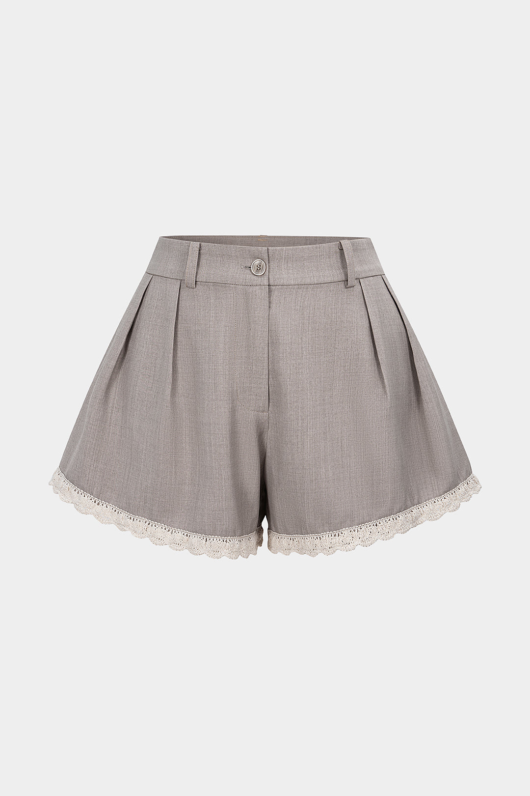 Patchwork-Shorts mit breitem Bein und Spitzenbesatz
