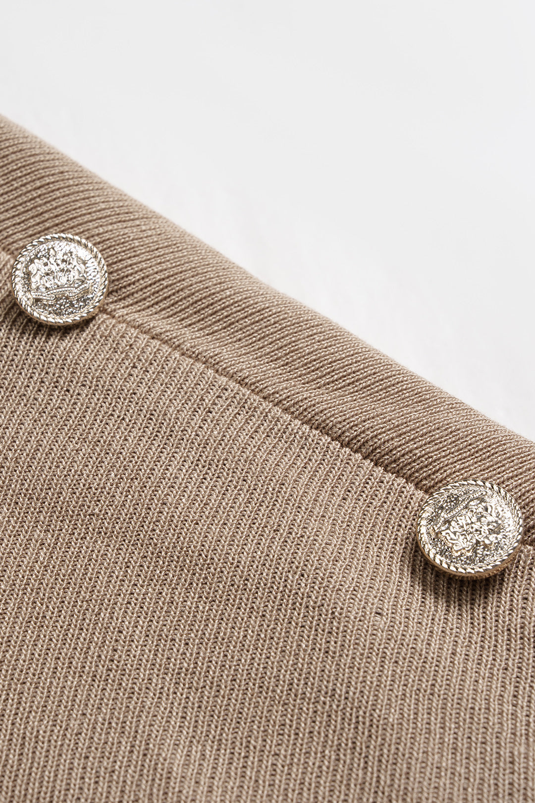 Knit Contrast Metallic Button Short-Sleeved Top And Wide Leg Pants Set