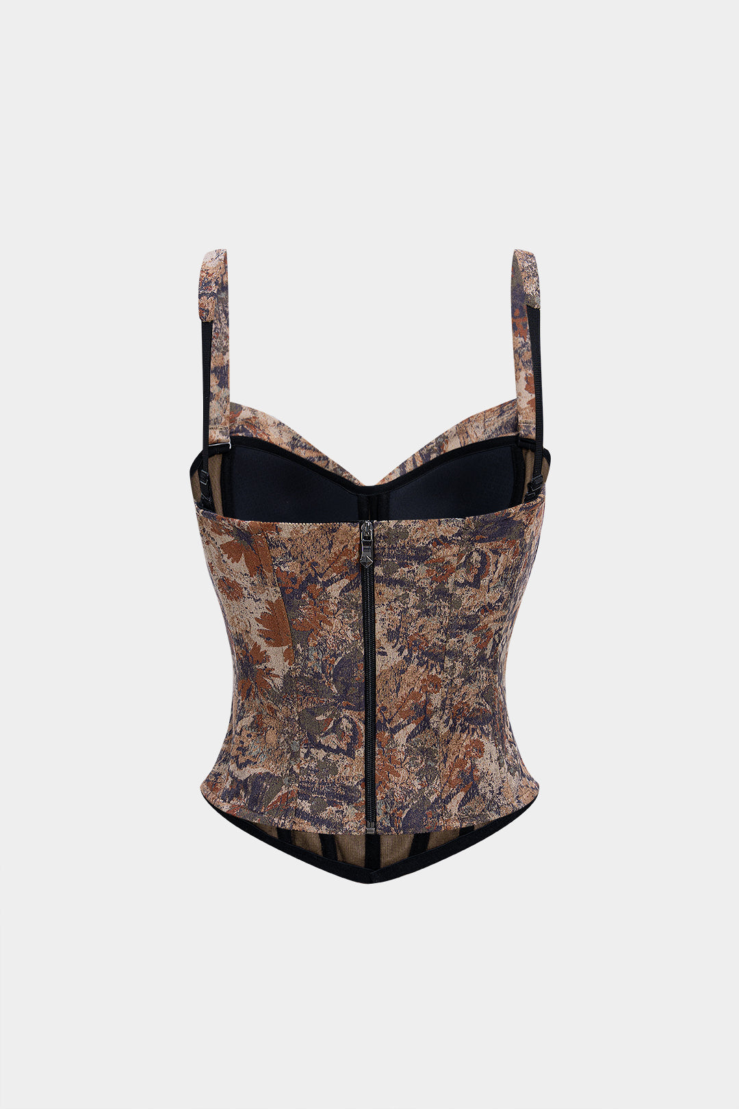 Blumenmuster Slip Reißverschluss Korsett Taille Bandeau-Top