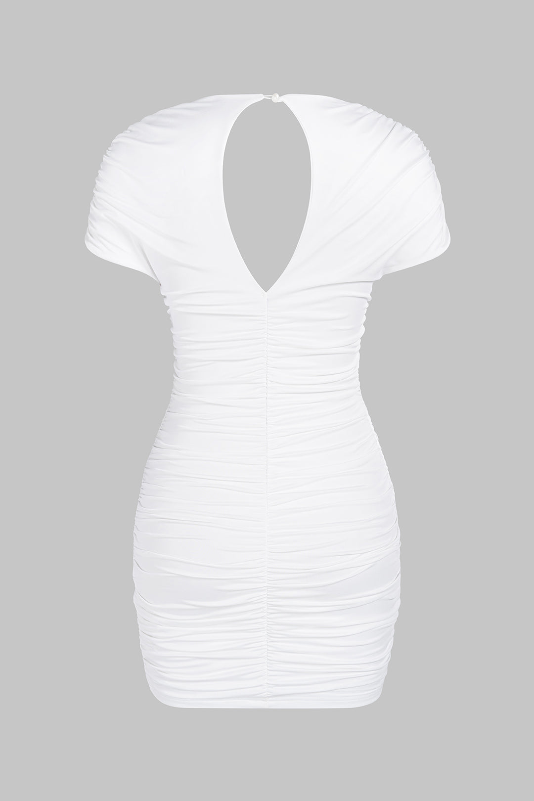 Mini robe sans manches froncée à col rond et découpes