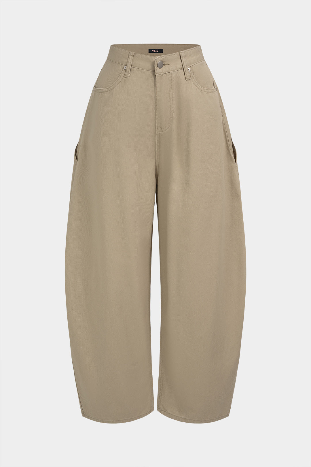 Denim Metallic Button Asymmetrical Pocket Jeans