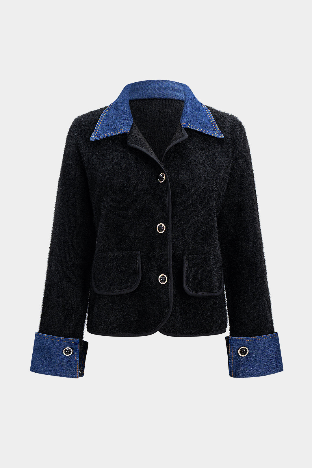 Knit Button Patchwork Jacket